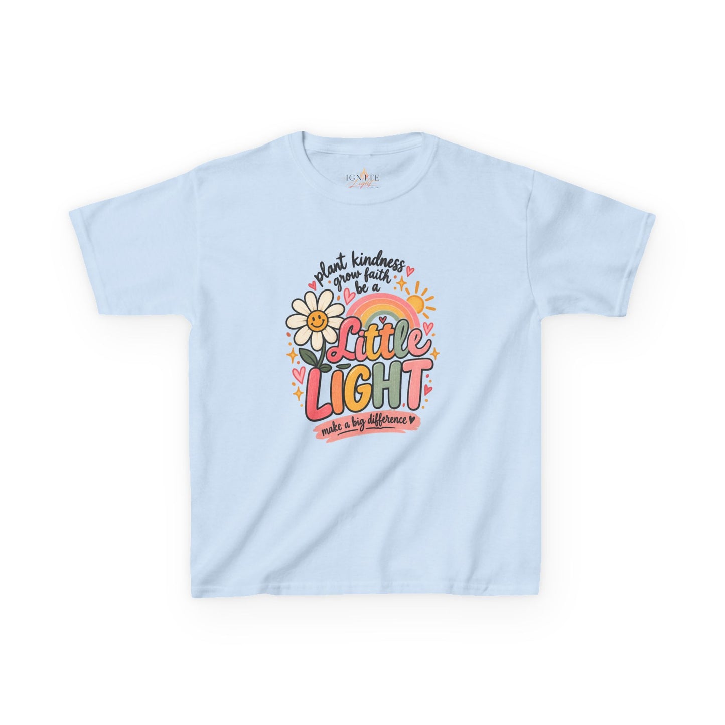 Kids Tee — "Little Light" Floral Kindness Graphic