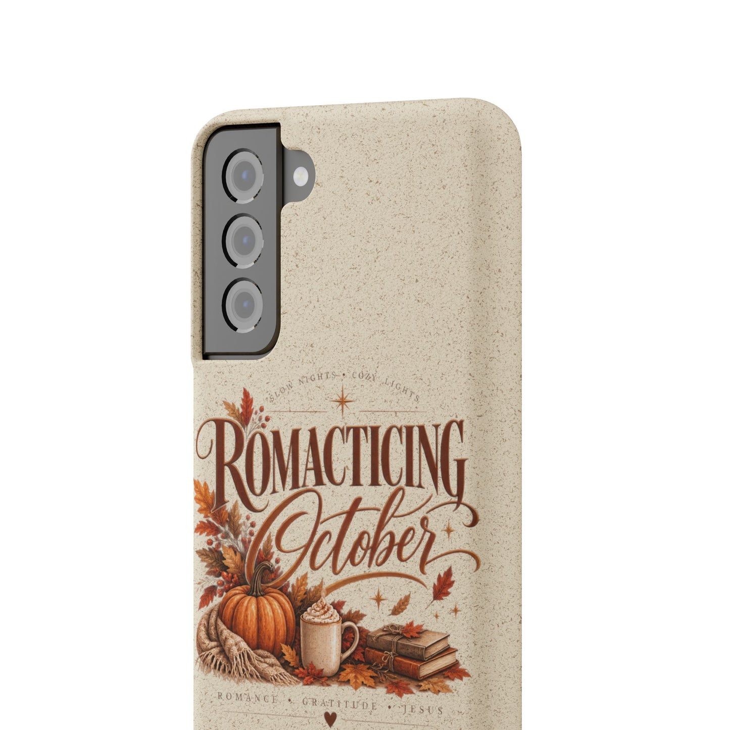 Biodegradable Phone Case — "Romacting October" Fall Pumpkin Coffee Design