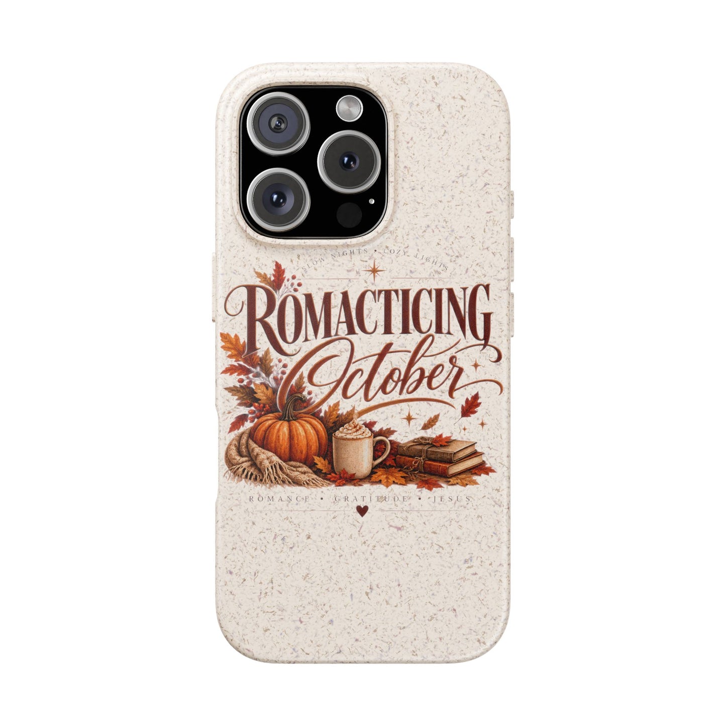 Biodegradable Phone Case — "Romacting October" Fall Pumpkin Coffee Design