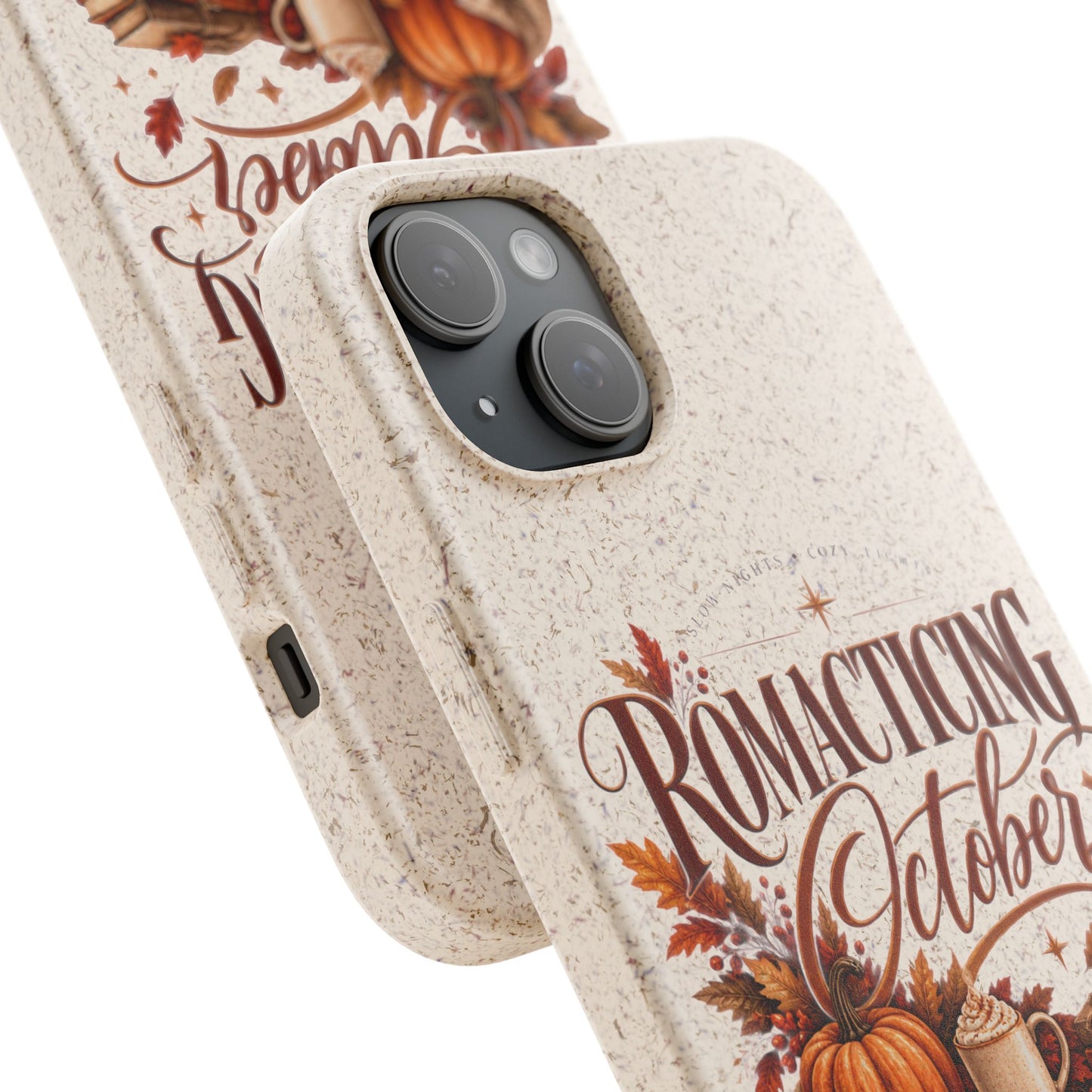 Biodegradable Phone Case — "Romacting October" Fall Pumpkin Coffee Design