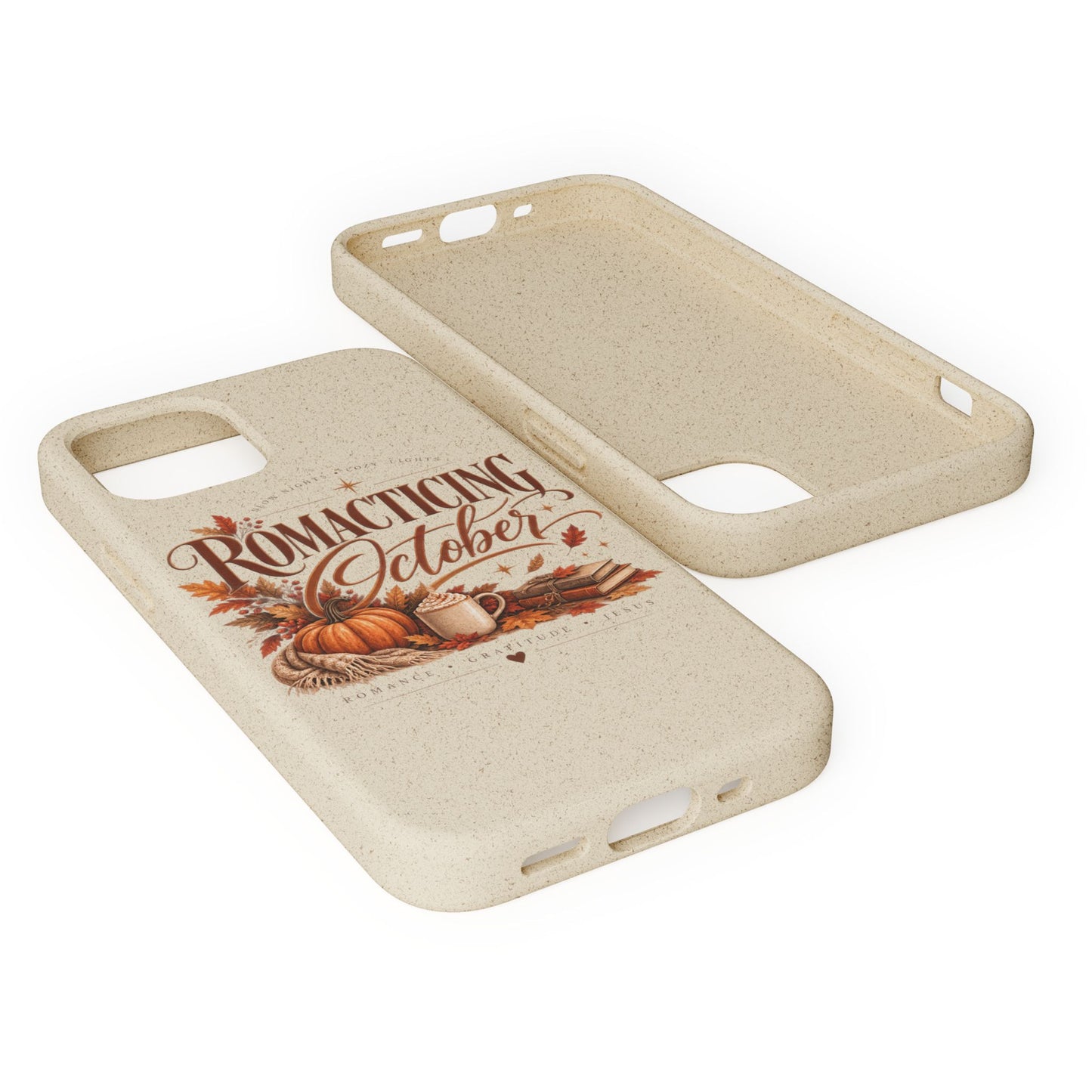 Biodegradable Phone Case — "Romacting October" Fall Pumpkin Coffee Design