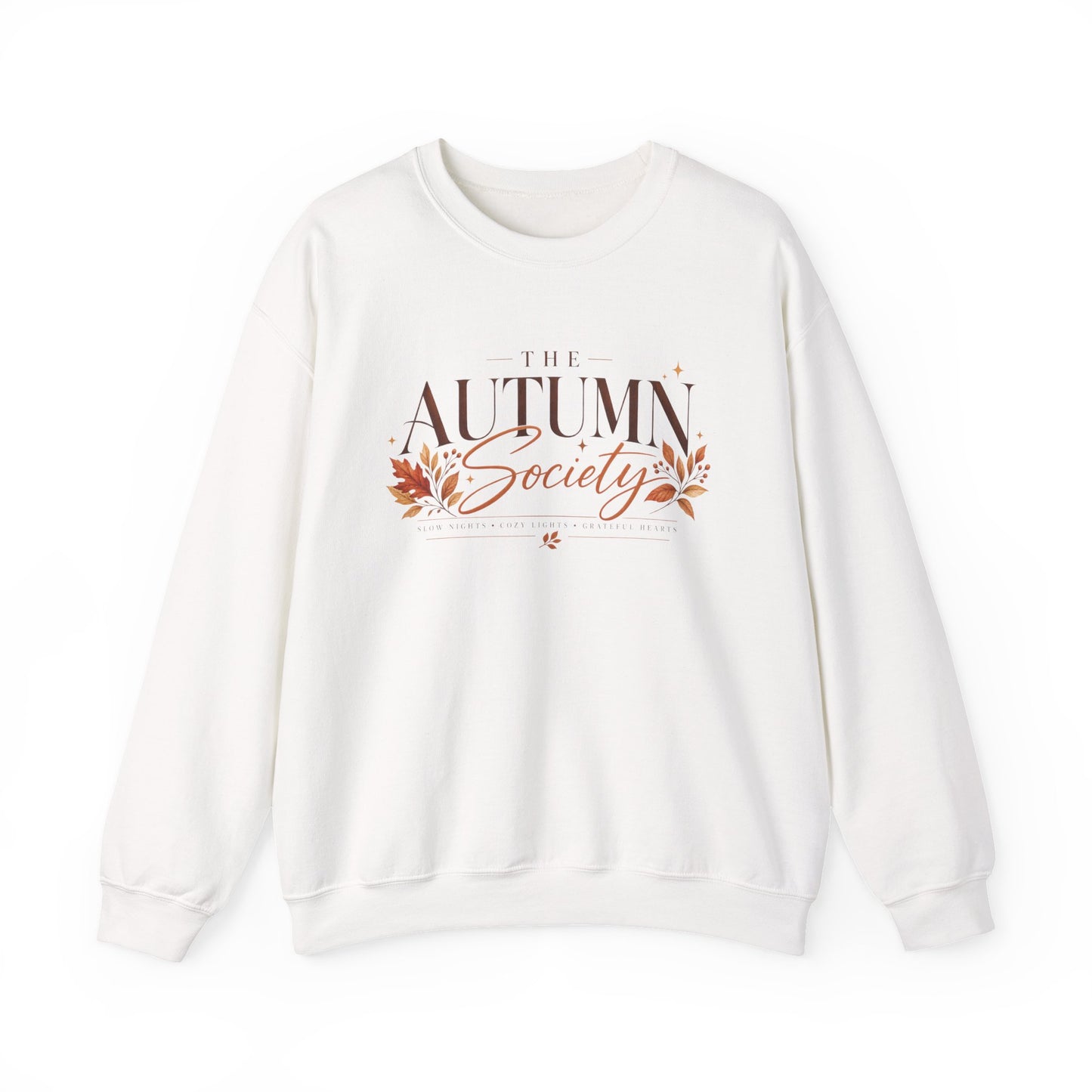 Autumn Society Sweatshirt — Cozy Fall Crewneck with Leaf Motif