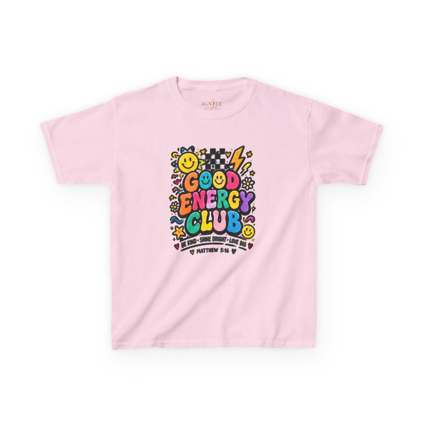Kids "Good Energy Club" T‑Shirt — Colorful Positive Vibes Tee