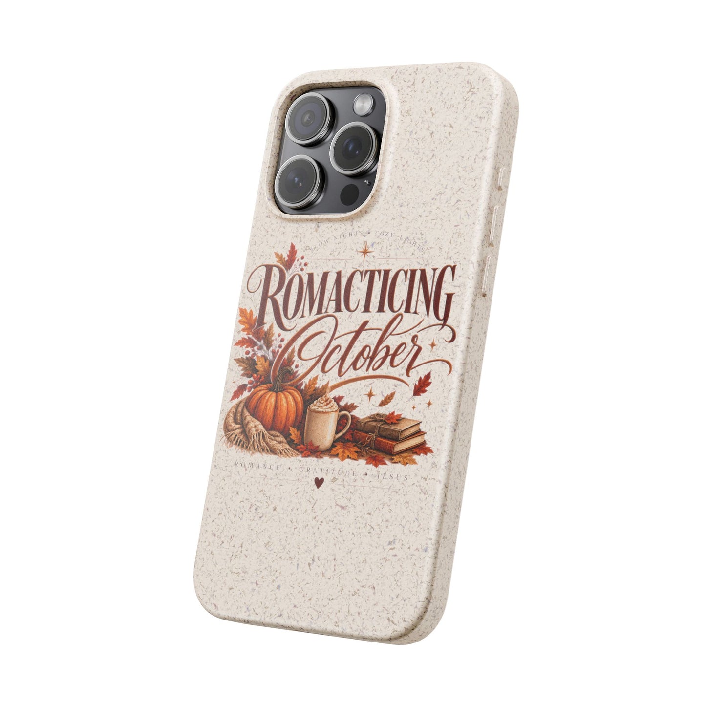 Biodegradable Phone Case — "Romacting October" Fall Pumpkin Coffee Design