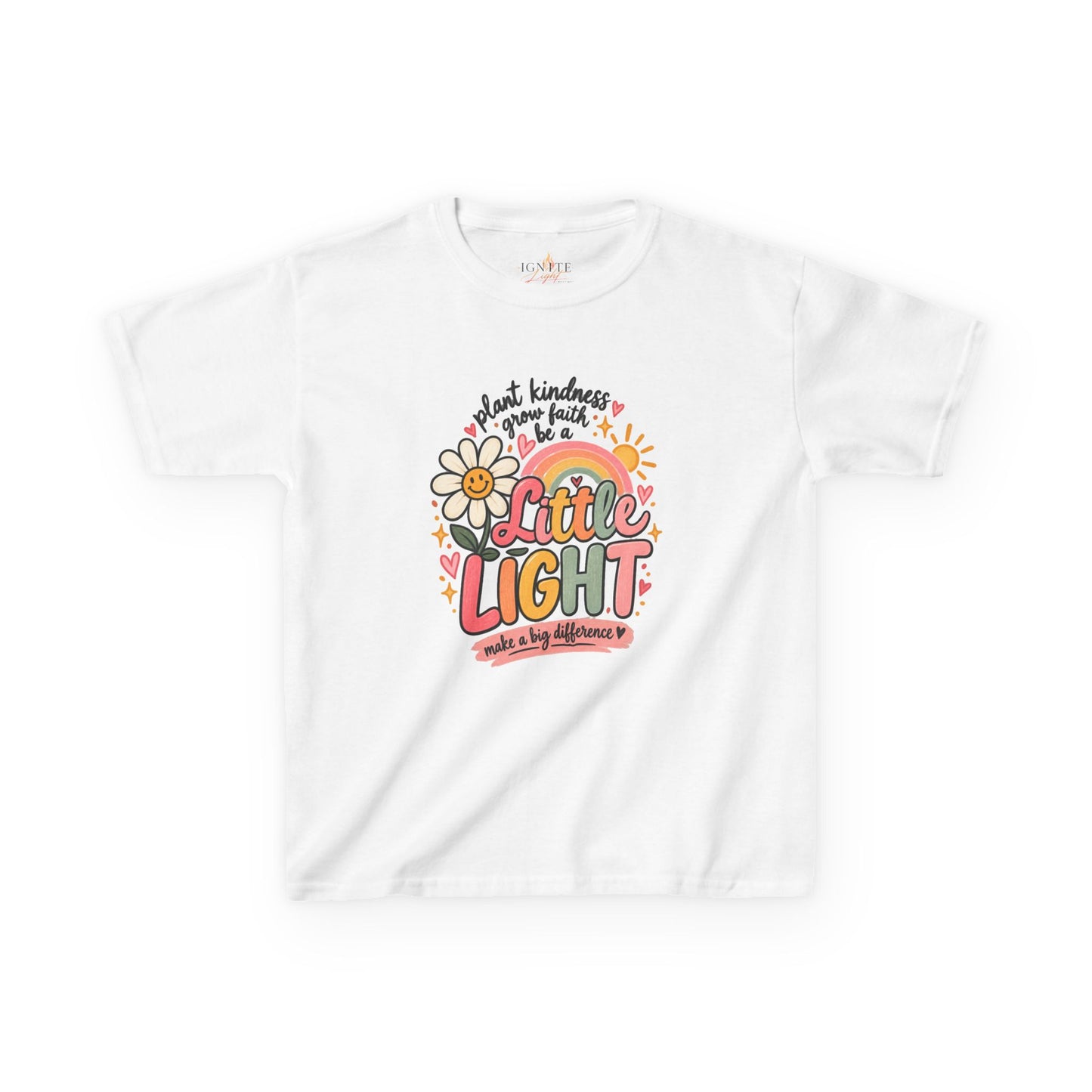 Kids Tee — "Little Light" Floral Kindness Graphic