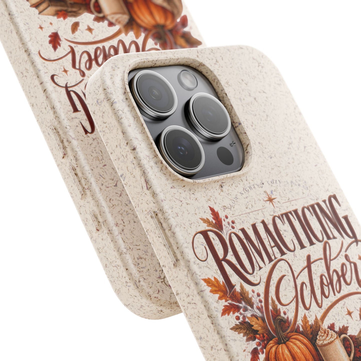 Biodegradable Phone Case — "Romacting October" Fall Pumpkin Coffee Design