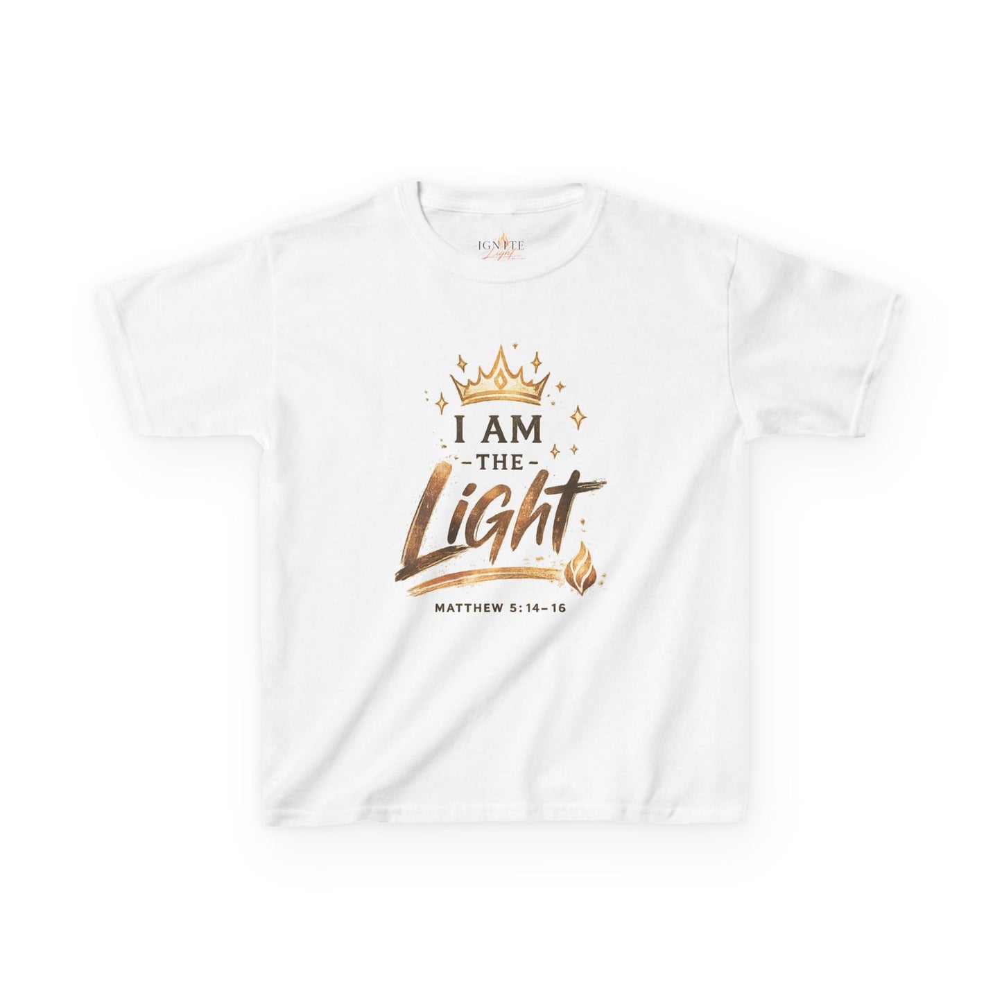 I Am The Light Kids T-Shirt — Christian Faith Tee with Crown & Matthew 5:14 Verse