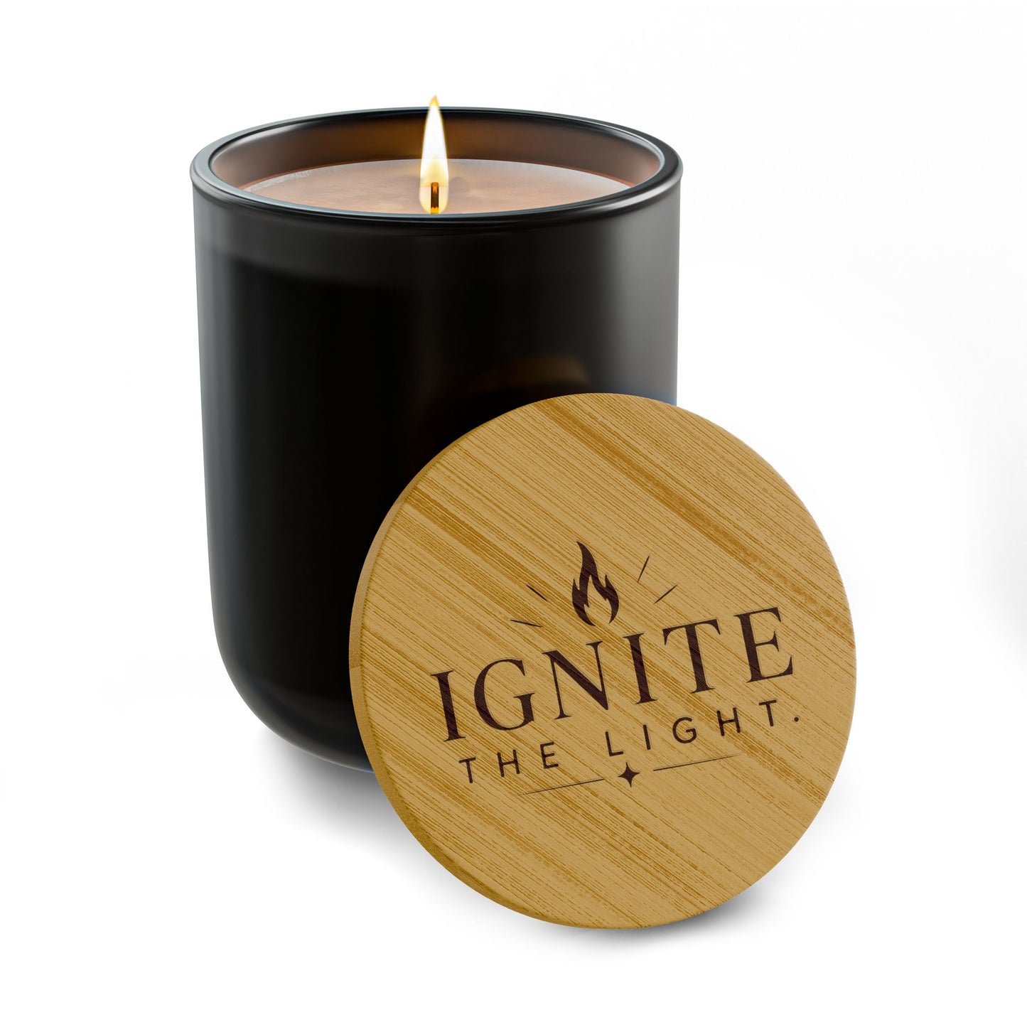 Engraved 'Ignite the Light' Scented Soy Candle — 14oz Aromatherapy Candle with Bamboo Lid