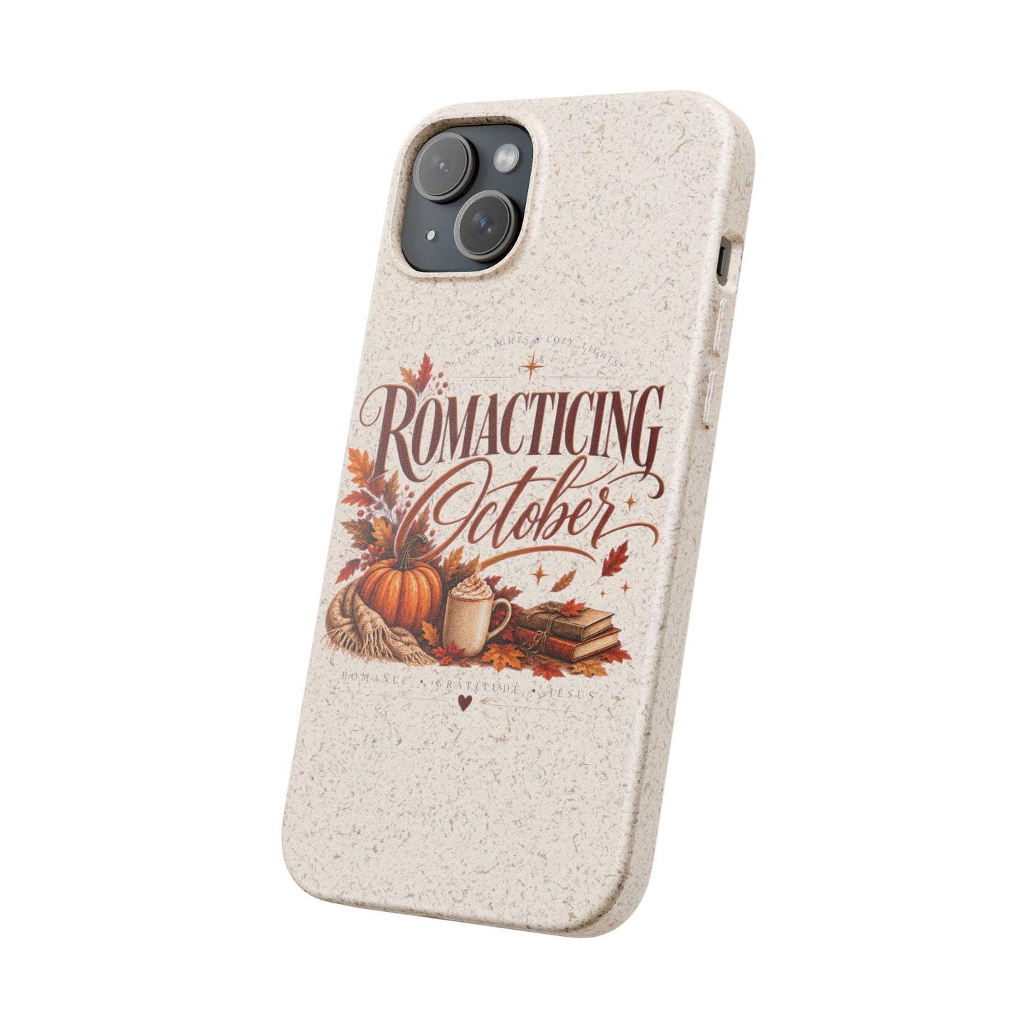 Biodegradable Phone Case — "Romacting October" Fall Pumpkin Coffee Design