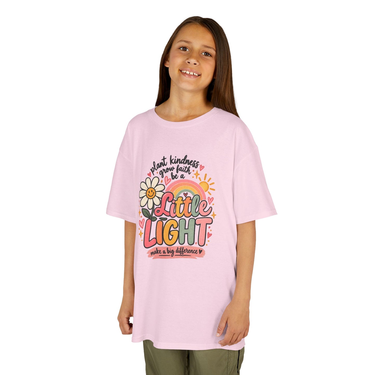 Kids Tee — "Little Light" Floral Kindness Graphic
