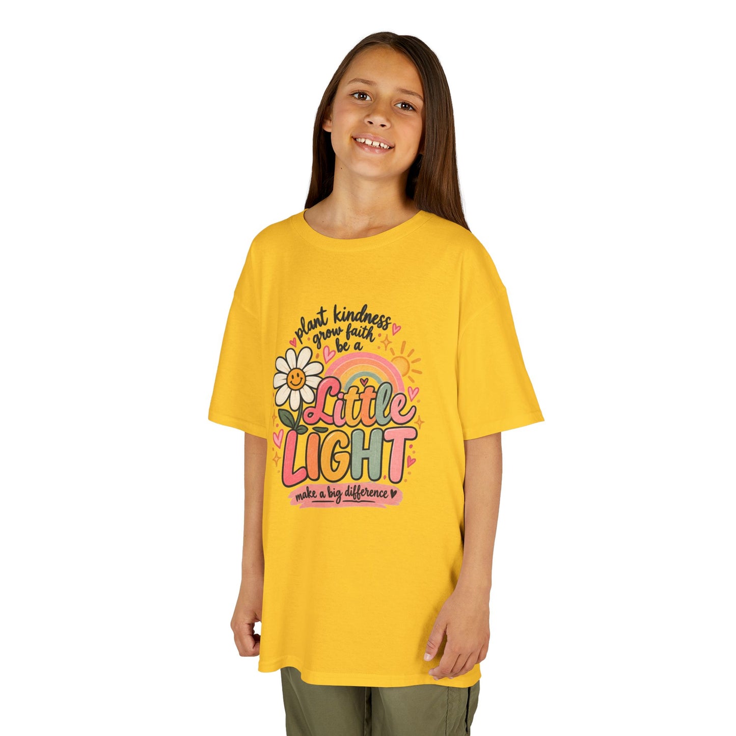 Kids Tee — "Little Light" Floral Kindness Graphic