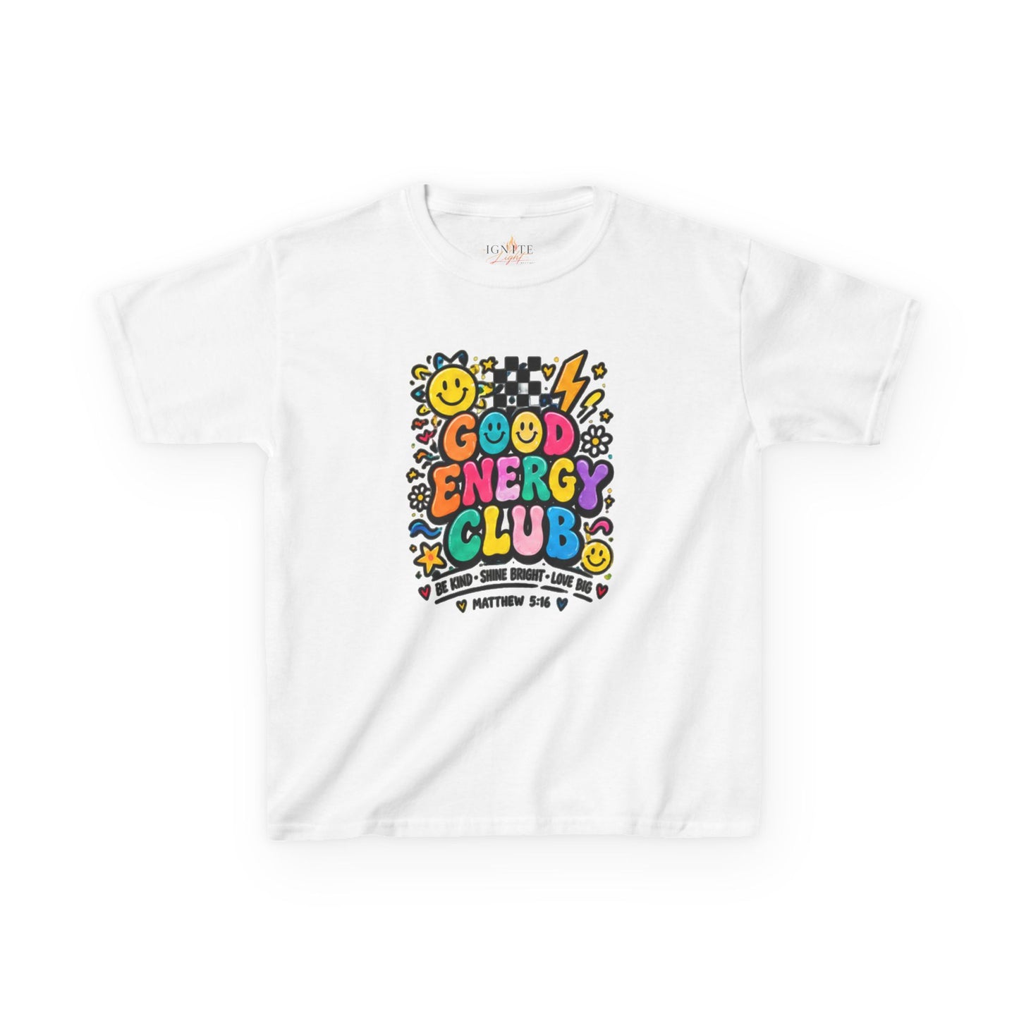 Kids "Good Energy Club" T‑Shirt — Colorful Positive Vibes Tee
