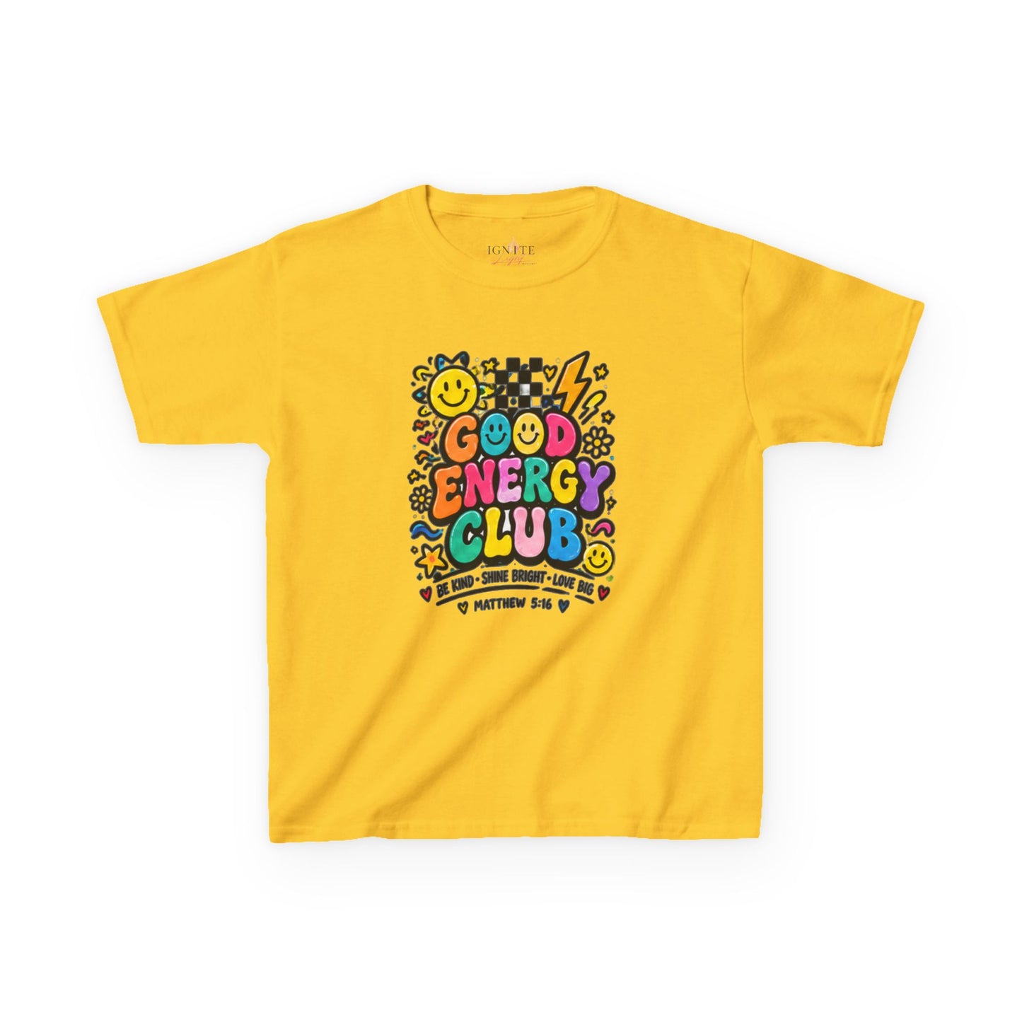 Kids "Good Energy Club" T‑Shirt — Colorful Positive Vibes Tee