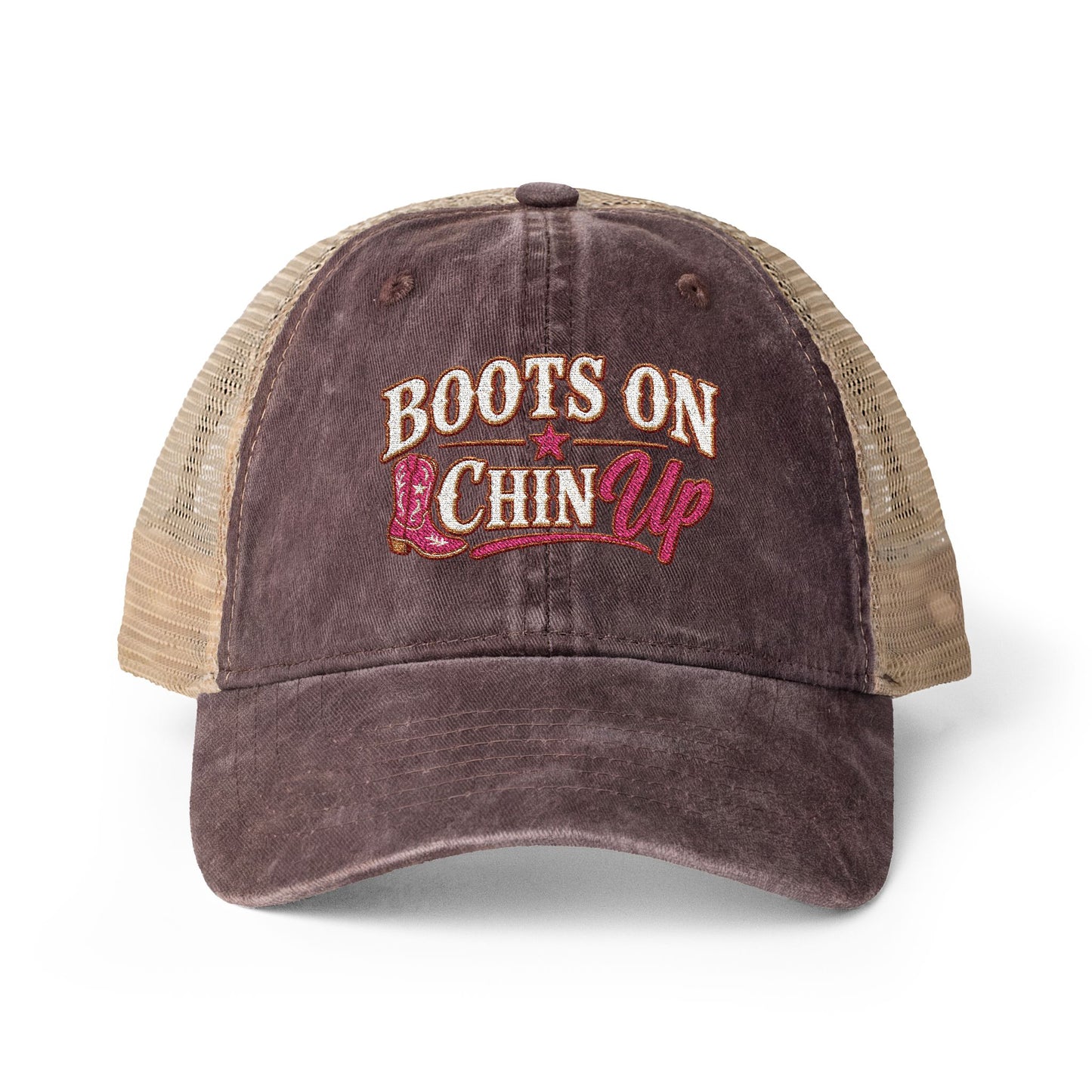 Boots On Chin Up Embroidered Western Hat