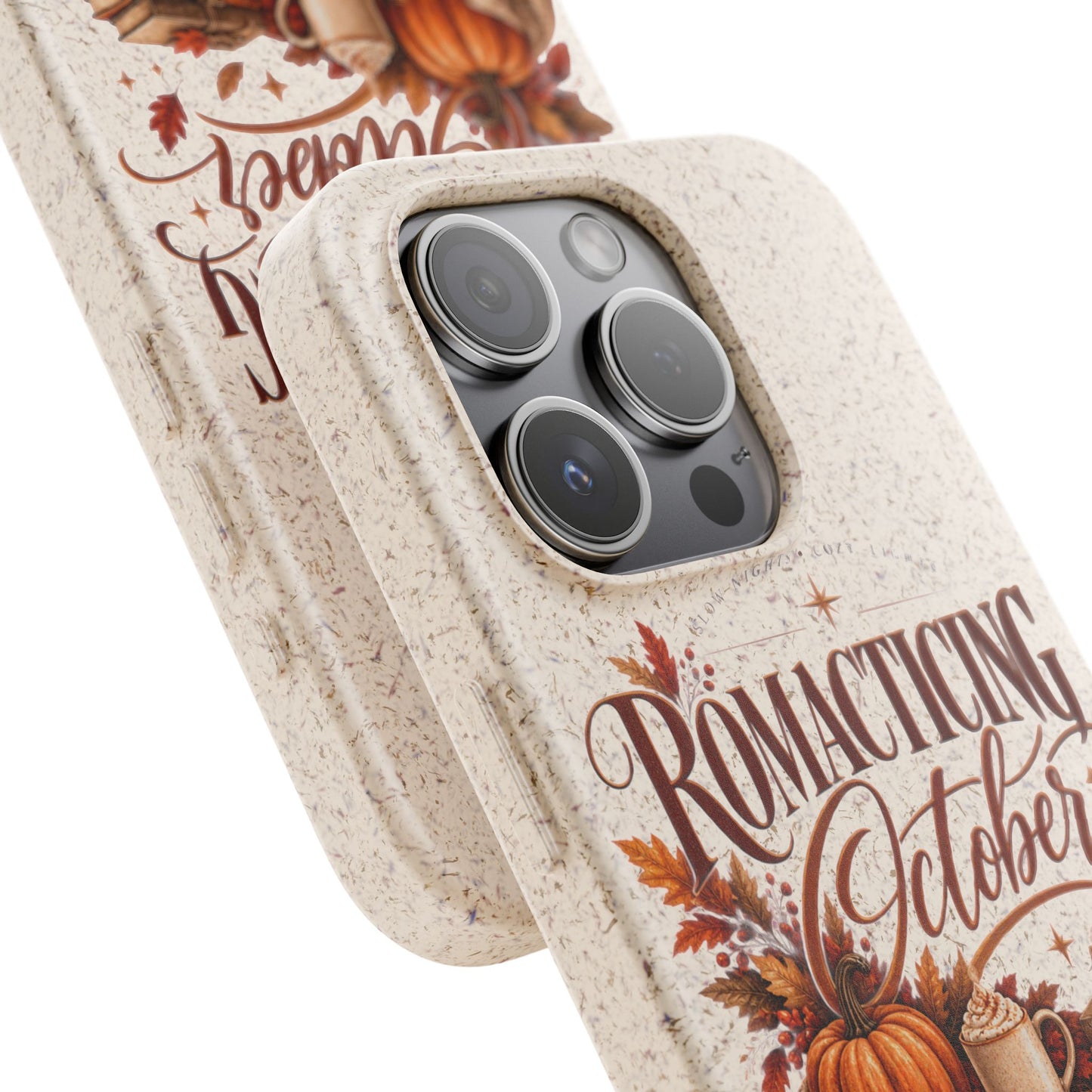 Biodegradable Phone Case — "Romacting October" Fall Pumpkin Coffee Design