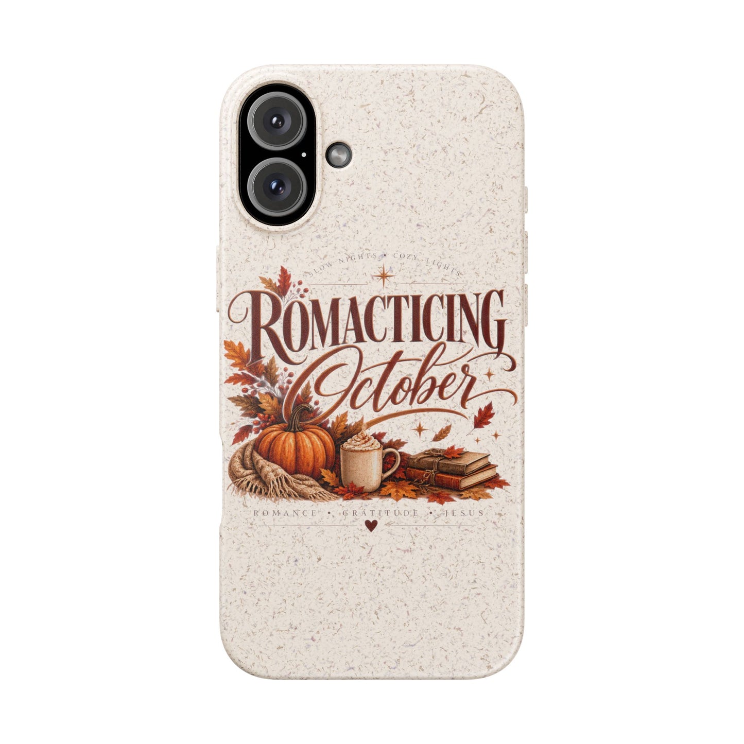 Biodegradable Phone Case — "Romacting October" Fall Pumpkin Coffee Design