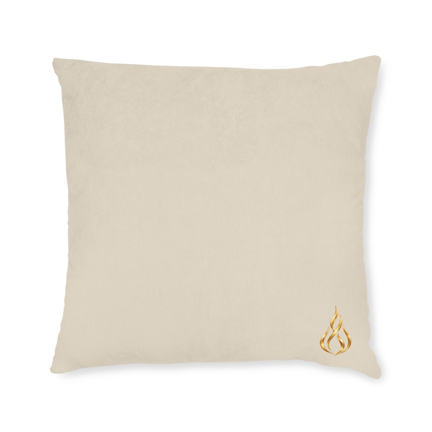 Square Decorative Pillow - Blush Pink Velvet Back, Gold Accent