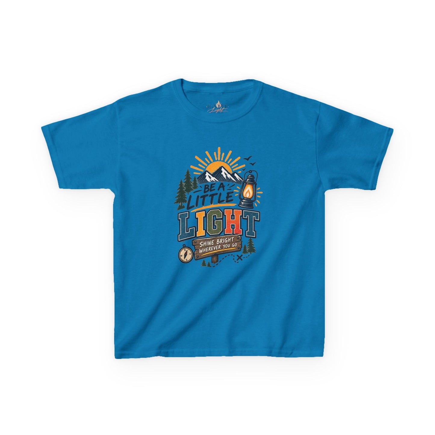 Kids Tee — "Be a Little Light" Camping Adventure Graphic