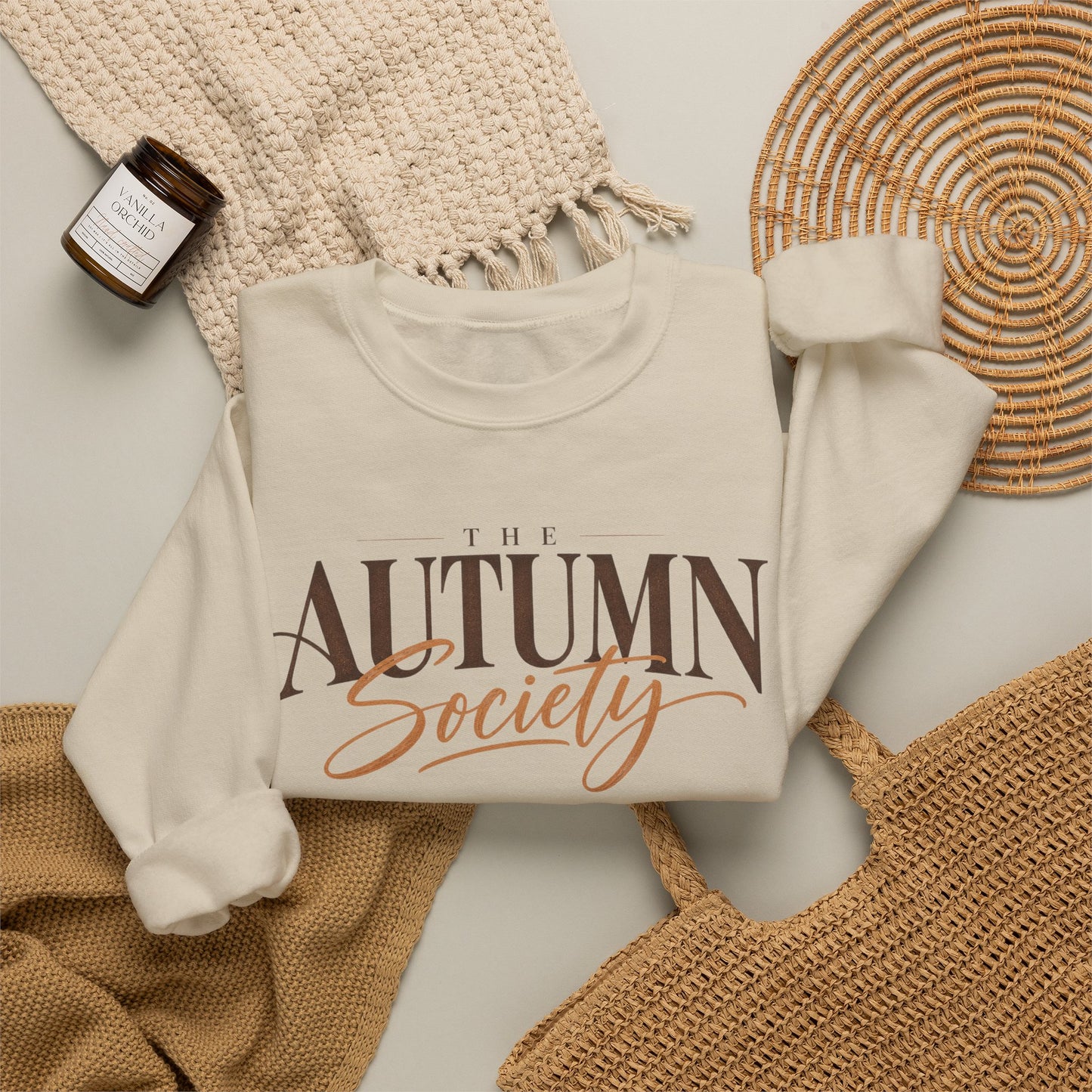 Autumn Society Crewneck Sweatshirt — Cozy Fall Graphic Pullover