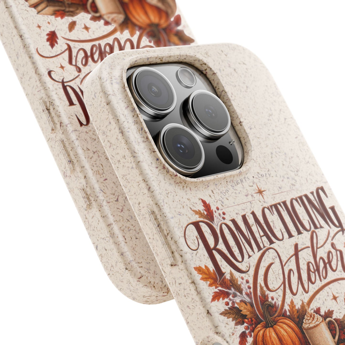 Biodegradable Phone Case — "Romacting October" Fall Pumpkin Coffee Design