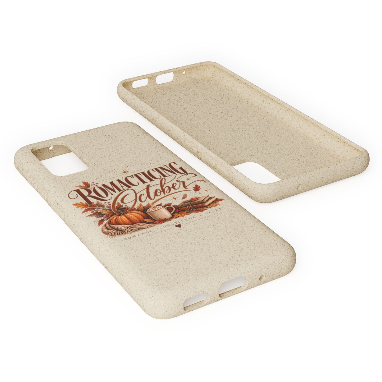 Biodegradable Phone Case — "Romacting October" Fall Pumpkin Coffee Design
