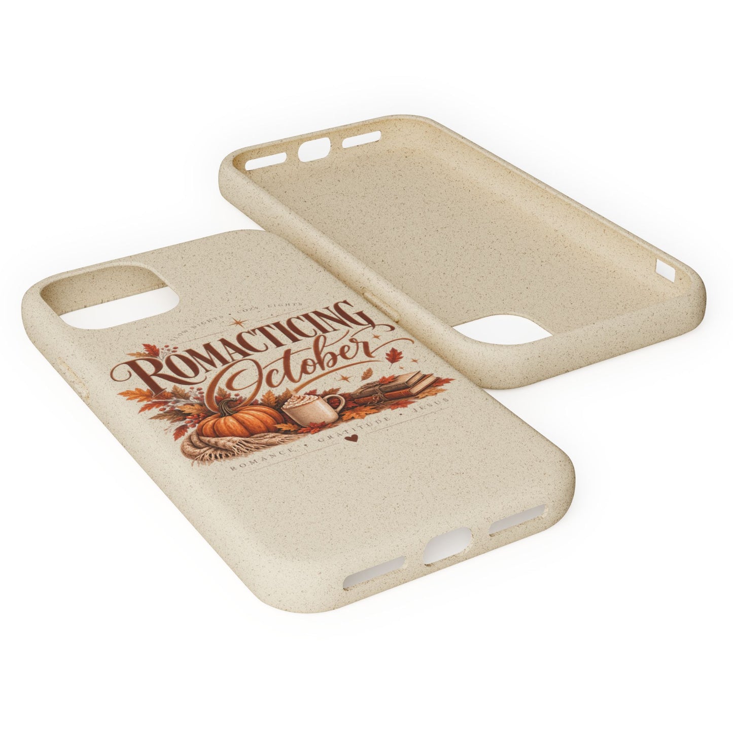Biodegradable Phone Case — "Romacting October" Fall Pumpkin Coffee Design