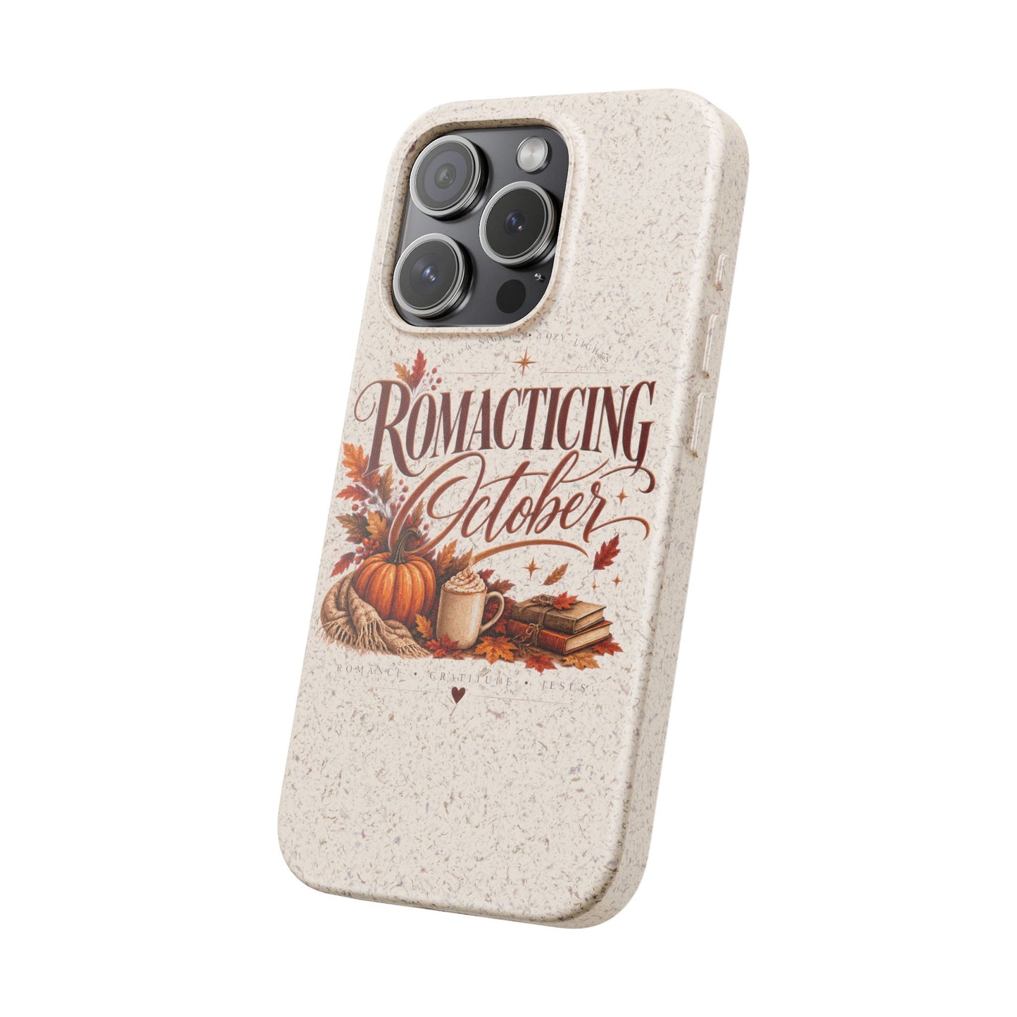 Biodegradable Phone Case — "Romacting October" Fall Pumpkin Coffee Design