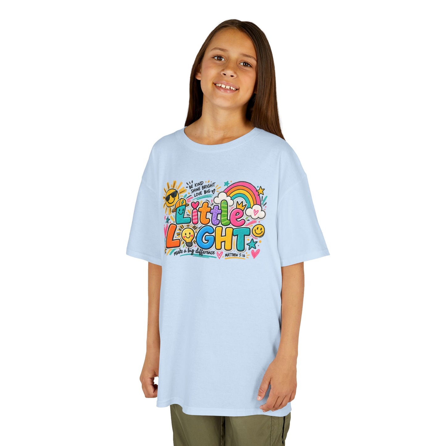 Kids Tee — "Little Light" Rainbow Sunshine Graphic