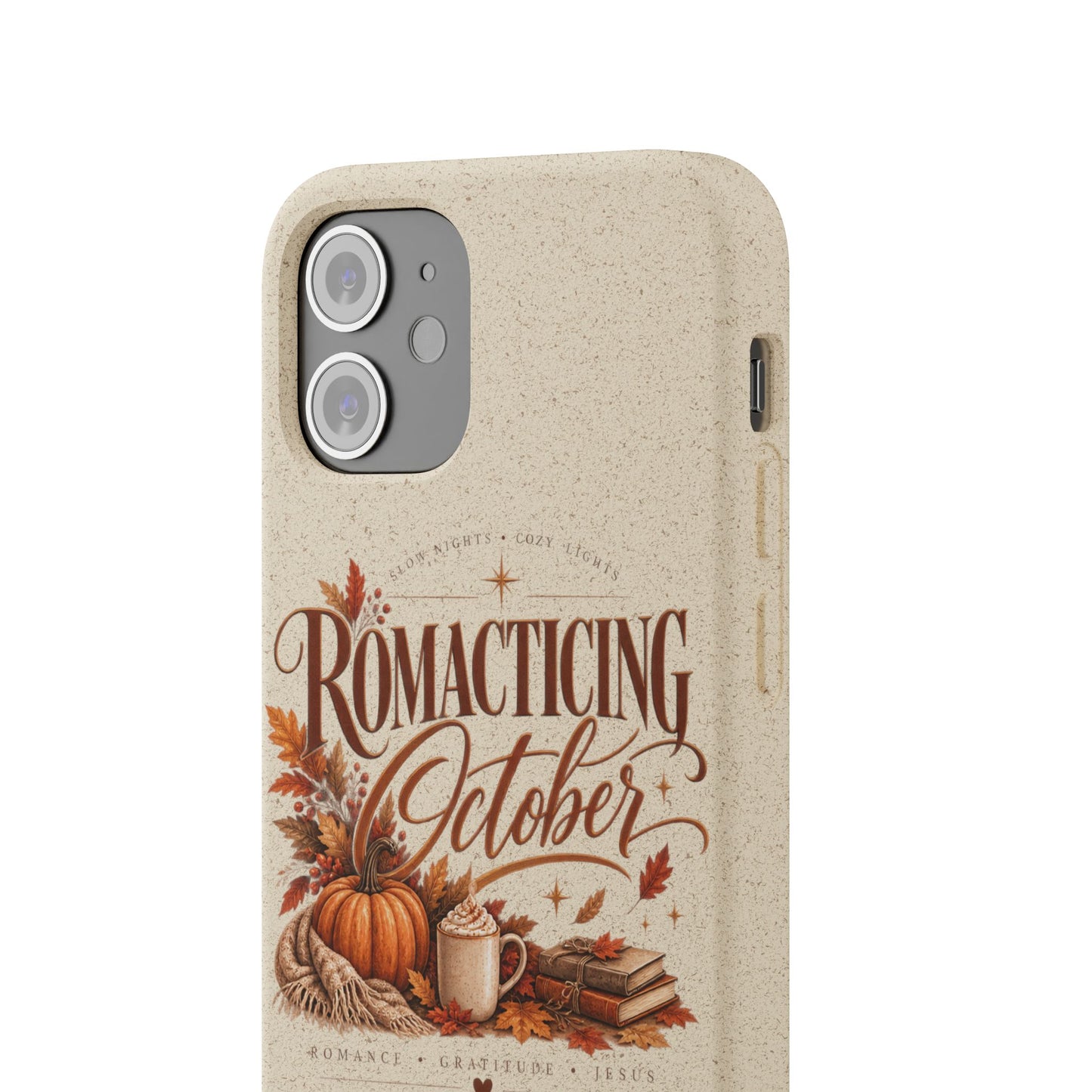 Biodegradable Phone Case — "Romacting October" Fall Pumpkin Coffee Design