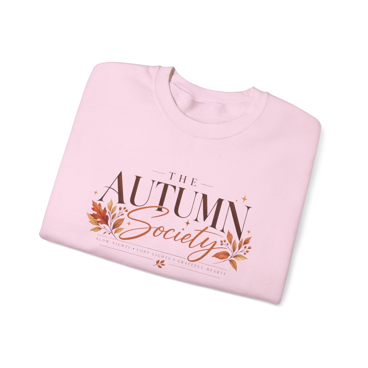 Autumn Society Sweatshirt — Cozy Fall Crewneck with Leaf Motif