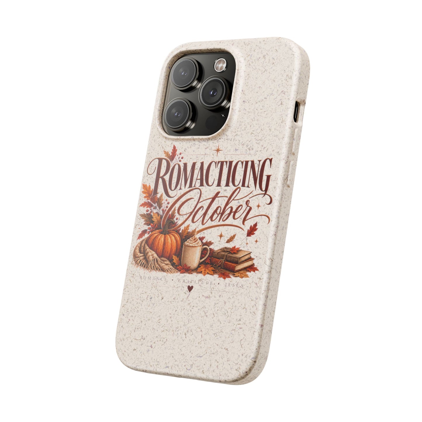Biodegradable Phone Case — "Romacting October" Fall Pumpkin Coffee Design