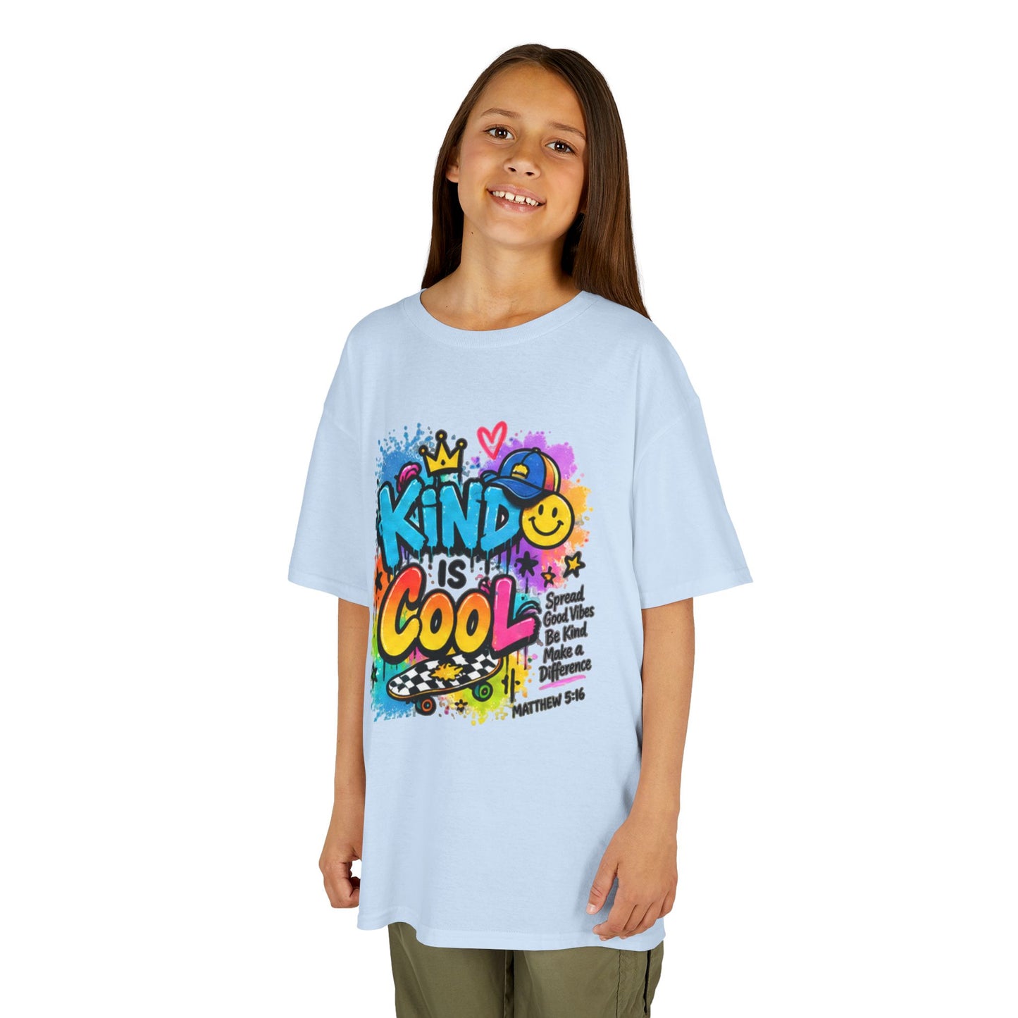 Kids T‑Shirt — "Kind Is Cool" Colorful Graffiti Design