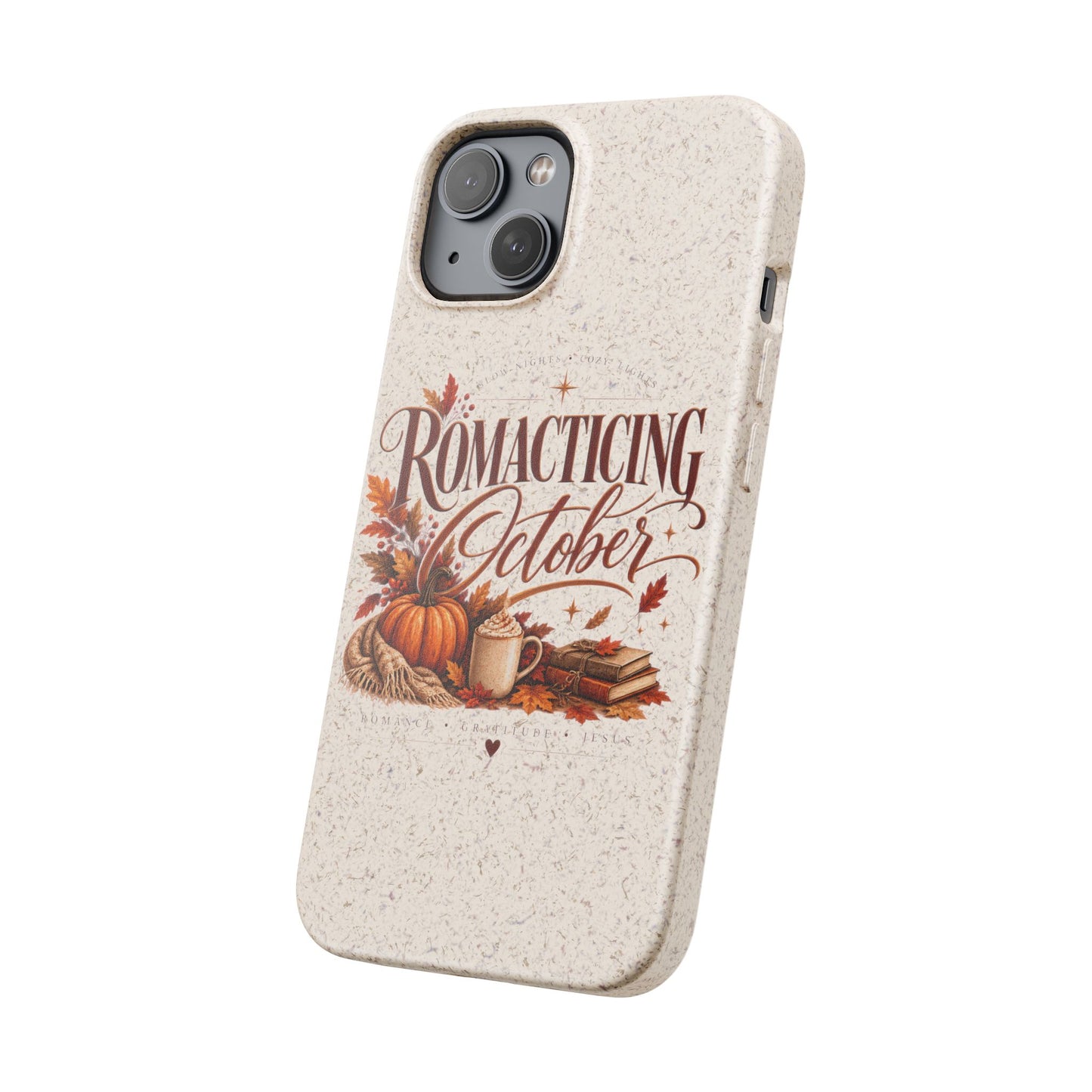 Biodegradable Phone Case — "Romacting October" Fall Pumpkin Coffee Design