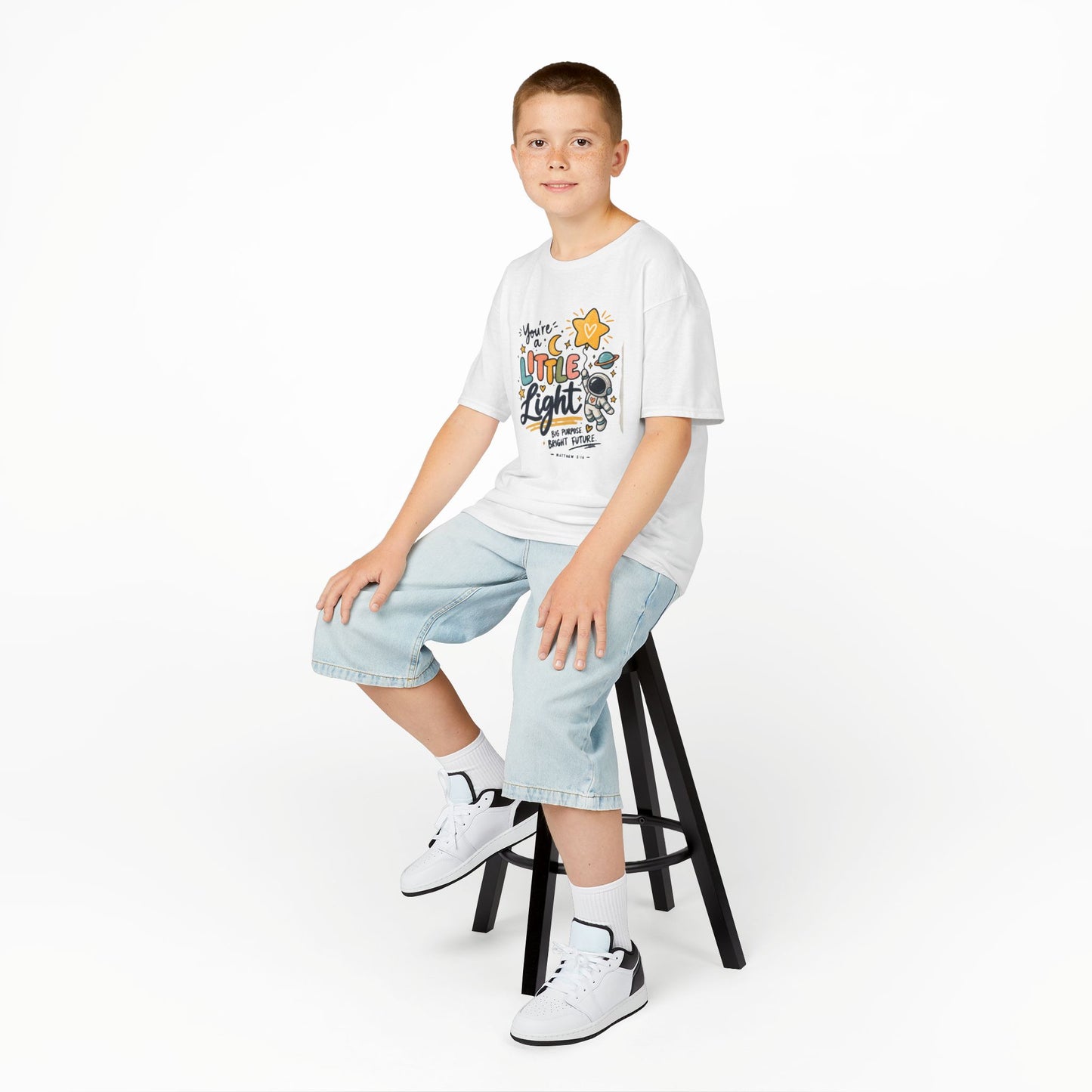 Kids 'You're a Little Light' Graphic Tee - Cute Astronaut Star Shirt for Children