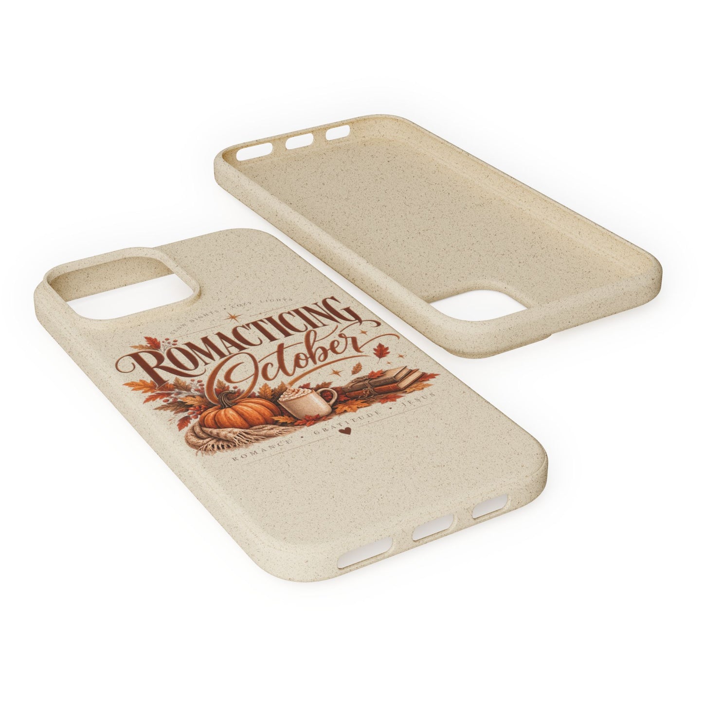Biodegradable Phone Case — "Romacting October" Fall Pumpkin Coffee Design