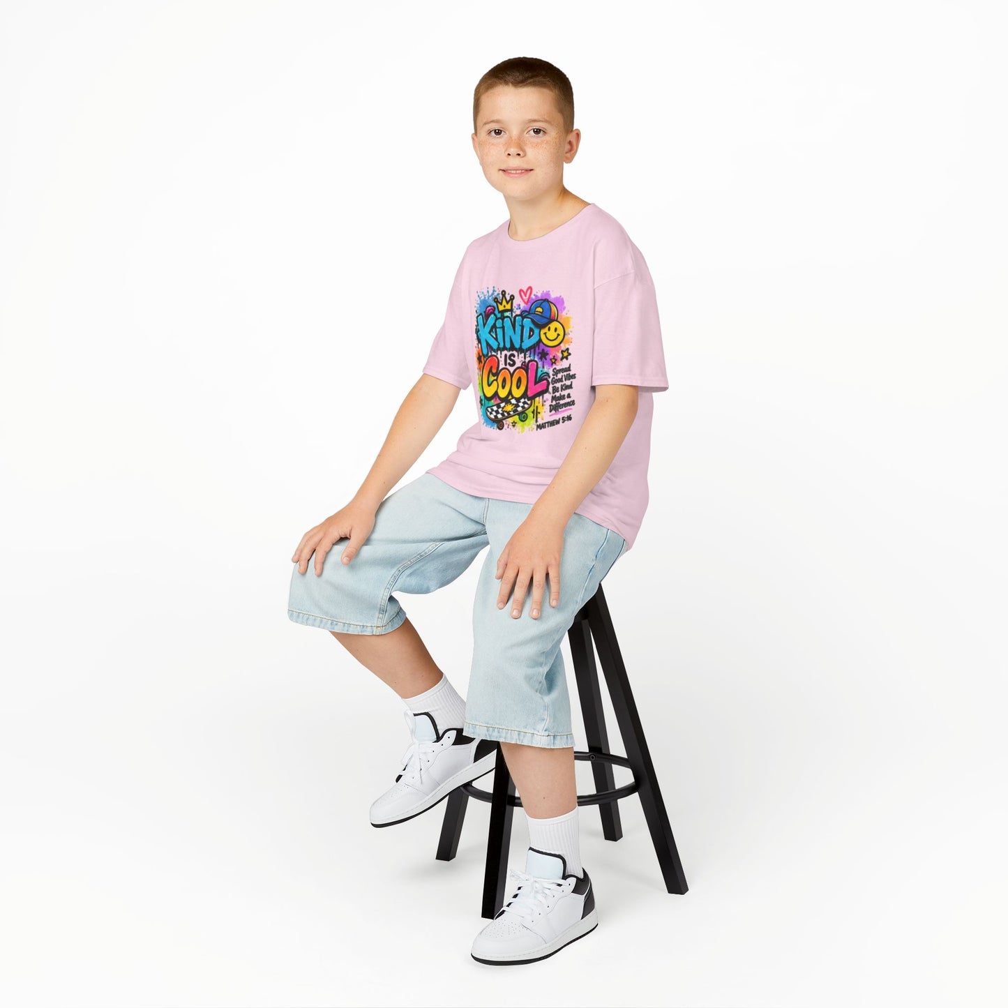 Kids T‑Shirt — "Kind Is Cool" Colorful Graffiti Design