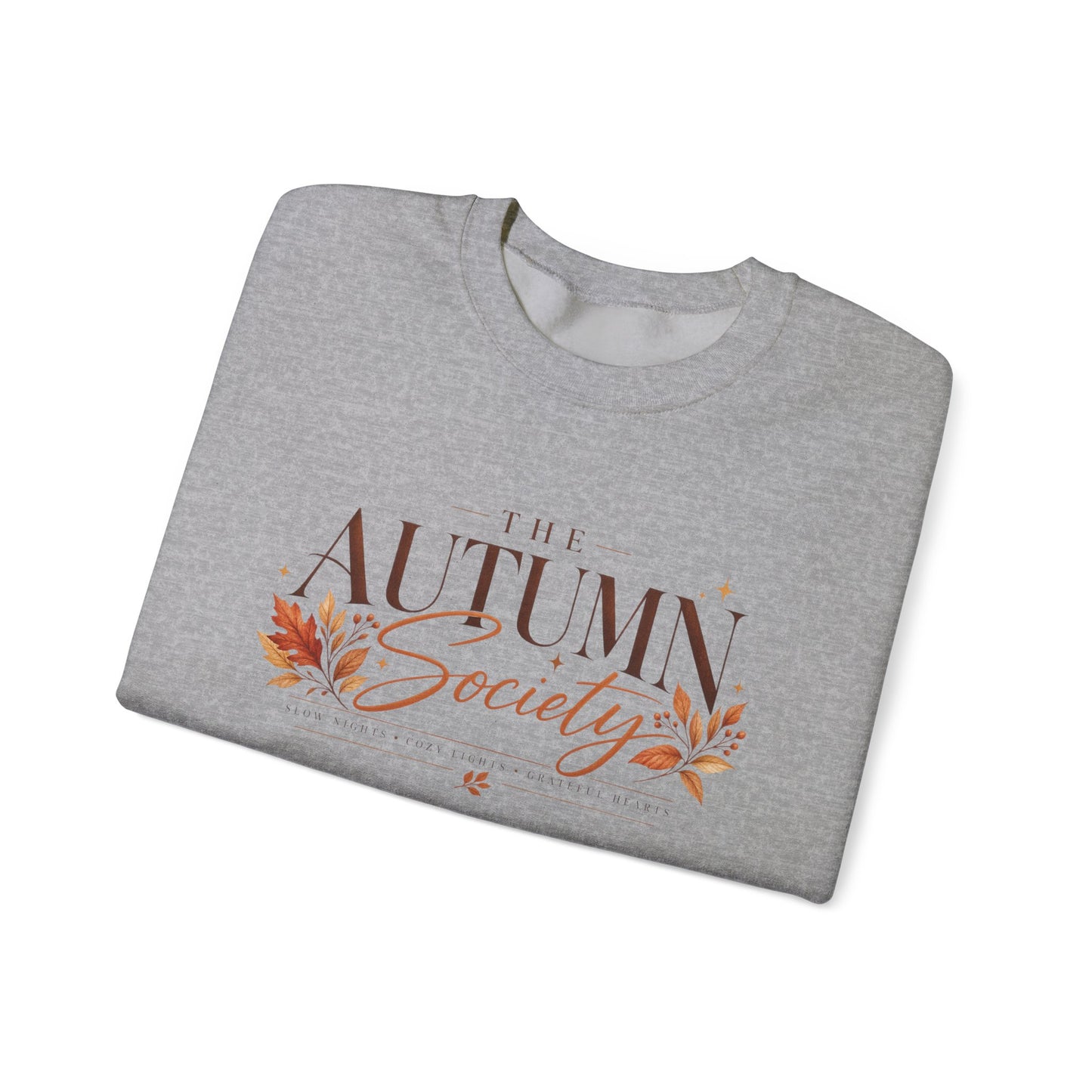 Autumn Society Sweatshirt — Cozy Fall Crewneck with Leaf Motif