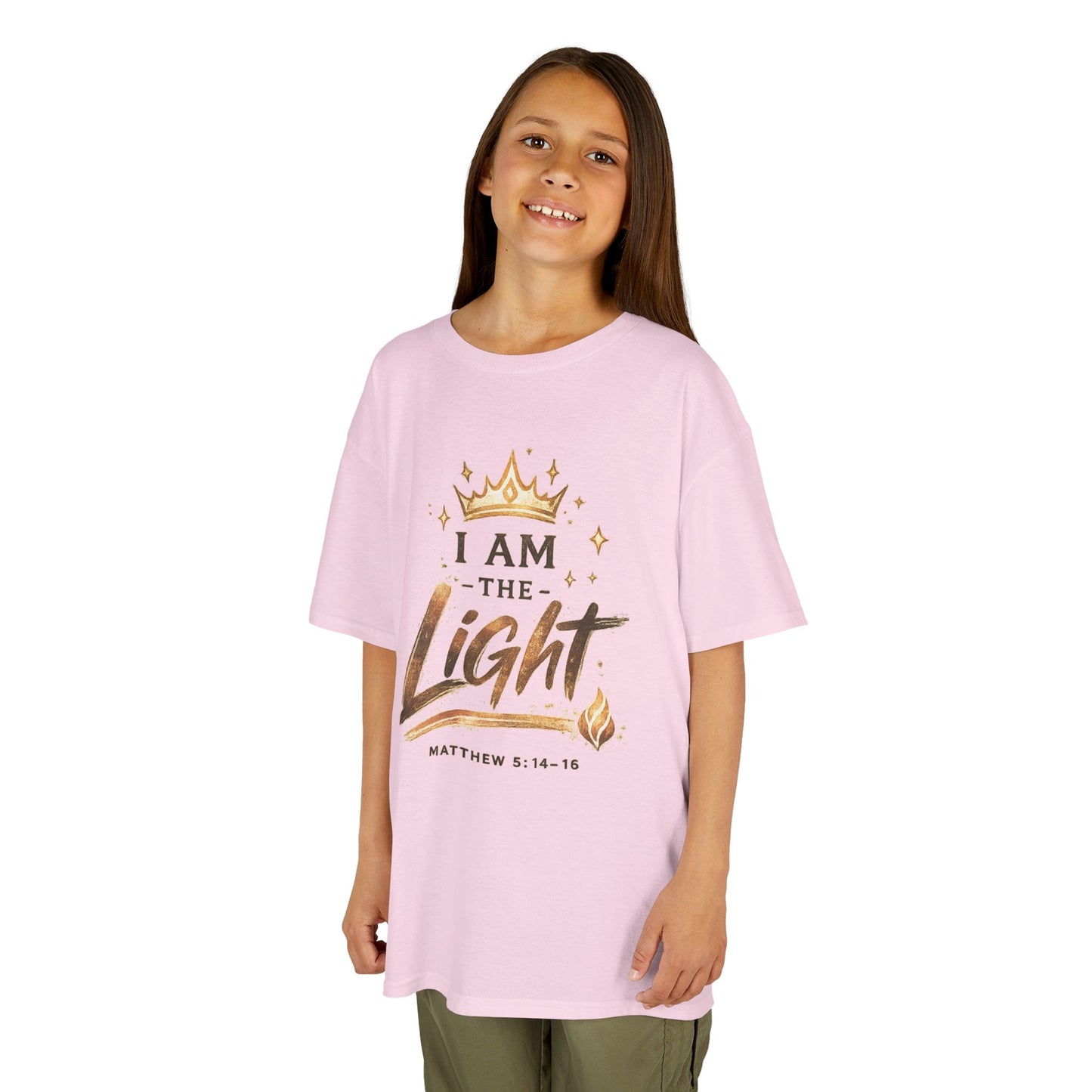 I Am The Light Kids T-Shirt — Christian Faith Tee with Crown & Matthew 5:14 Verse