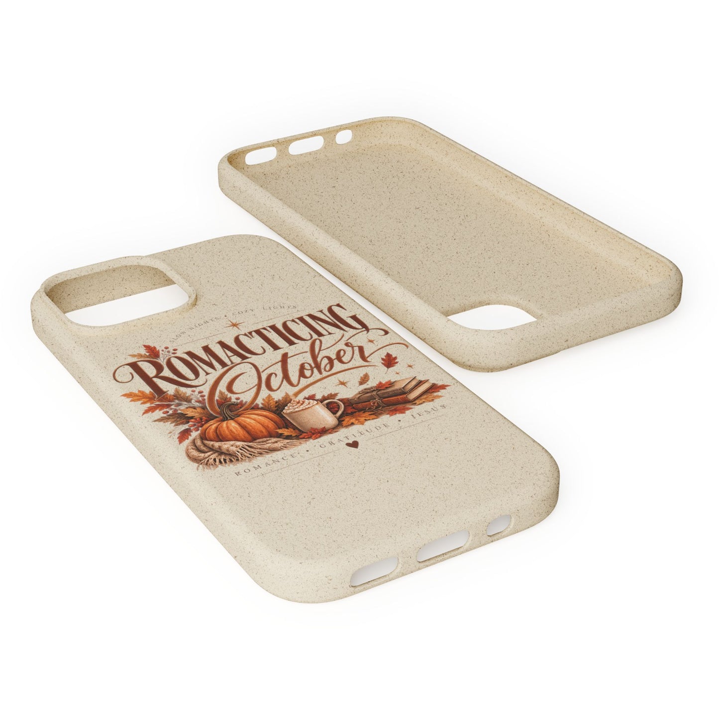 Biodegradable Phone Case — "Romacting October" Fall Pumpkin Coffee Design