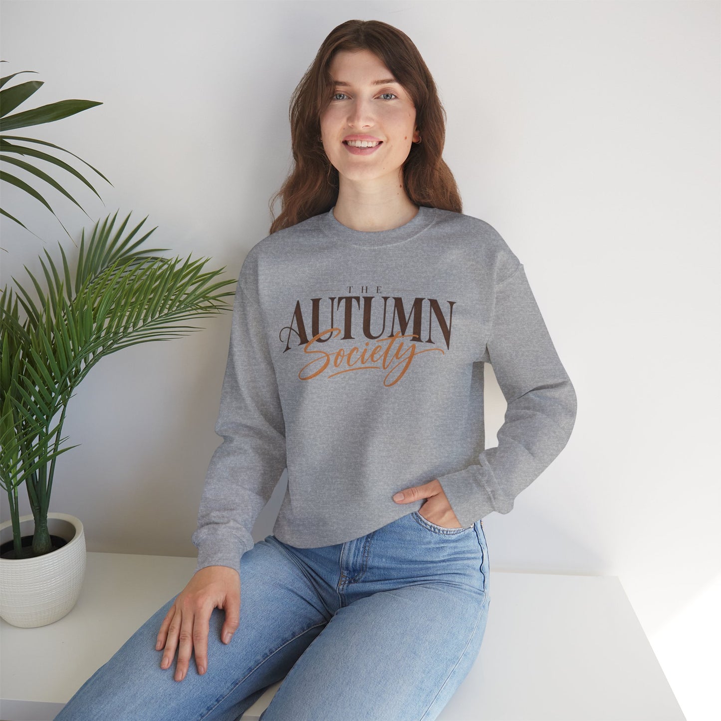 Autumn Society Crewneck Sweatshirt — Cozy Fall Graphic Pullover
