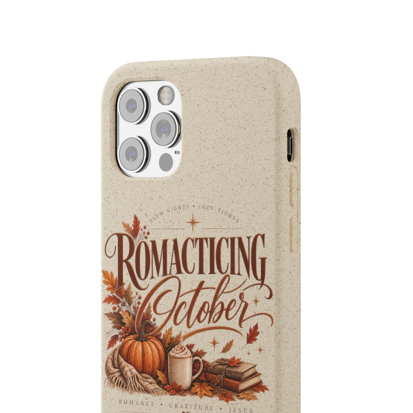 Biodegradable Phone Case — "Romacting October" Fall Pumpkin Coffee Design
