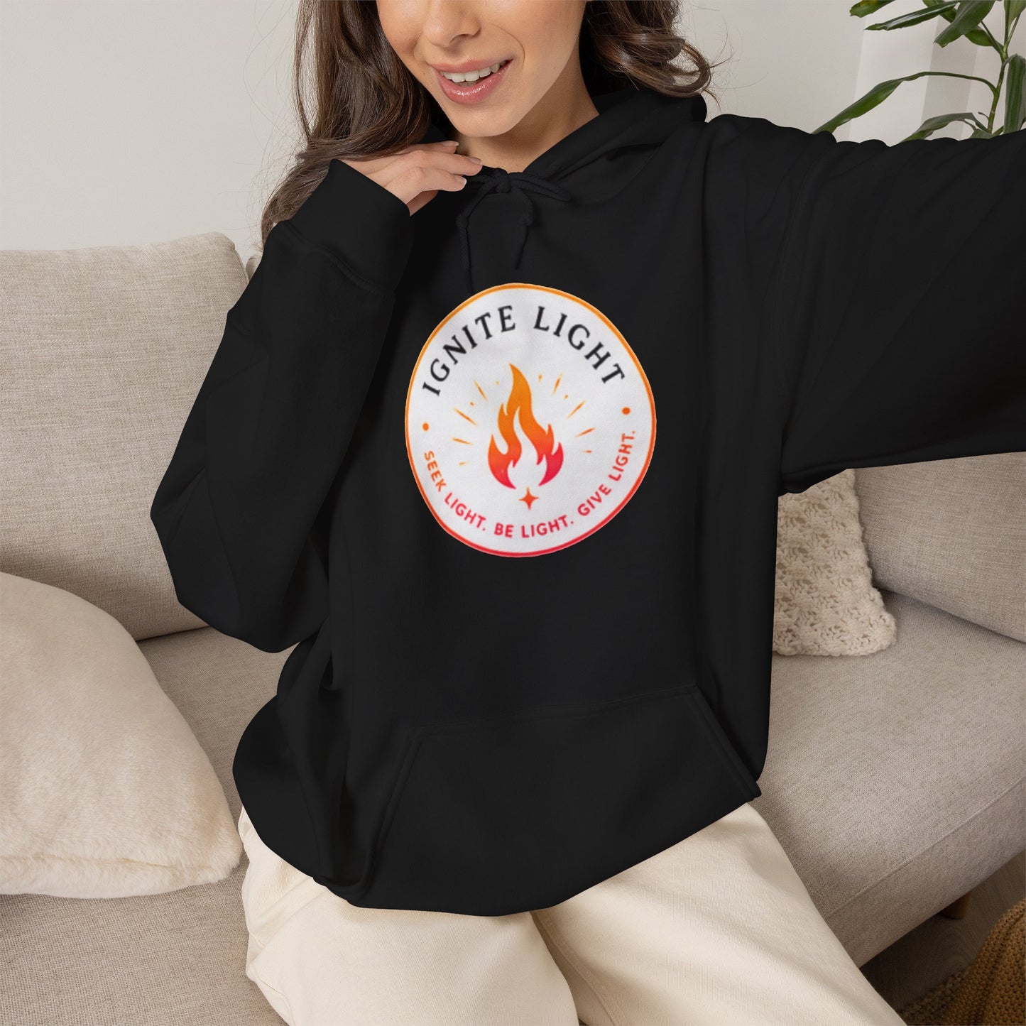 Ignite Light flame logo Stay Lit hoodie | Hooded Sweatshirt
