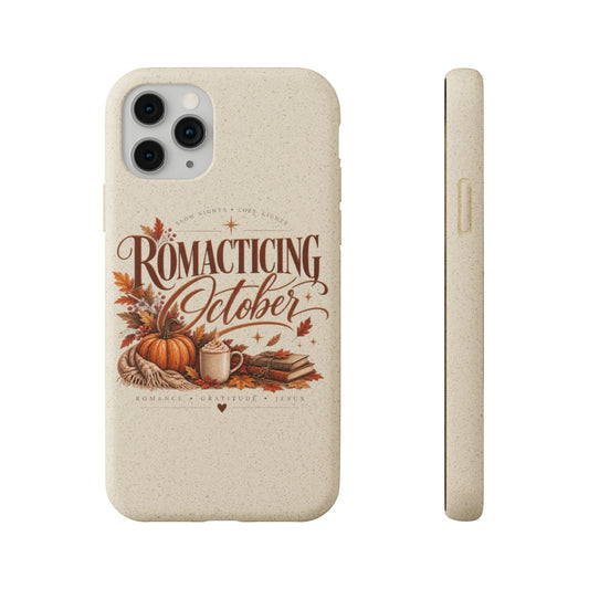 Biodegradable Phone Case — "Romacting October" Fall Pumpkin Coffee Design