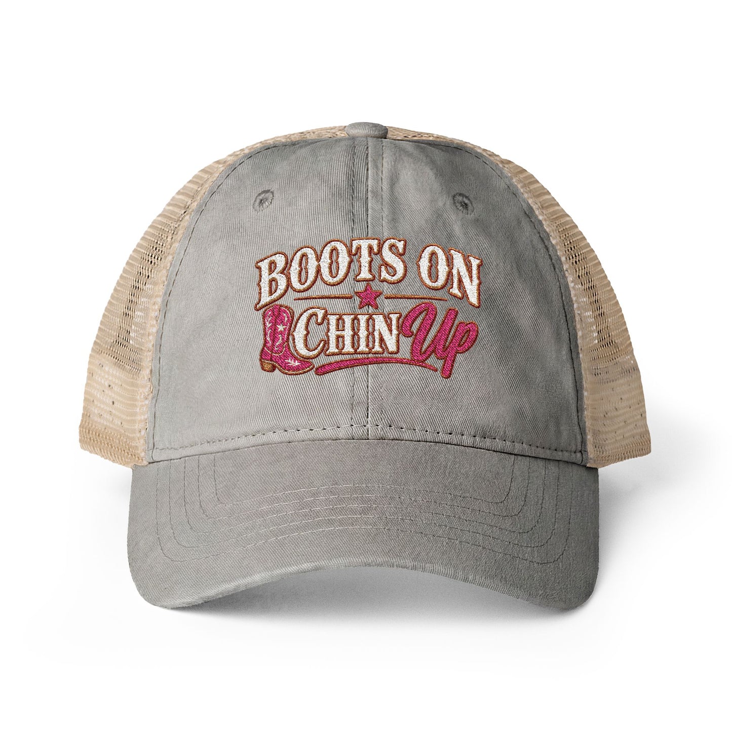 Boots On Chin Up Embroidered Western Hat