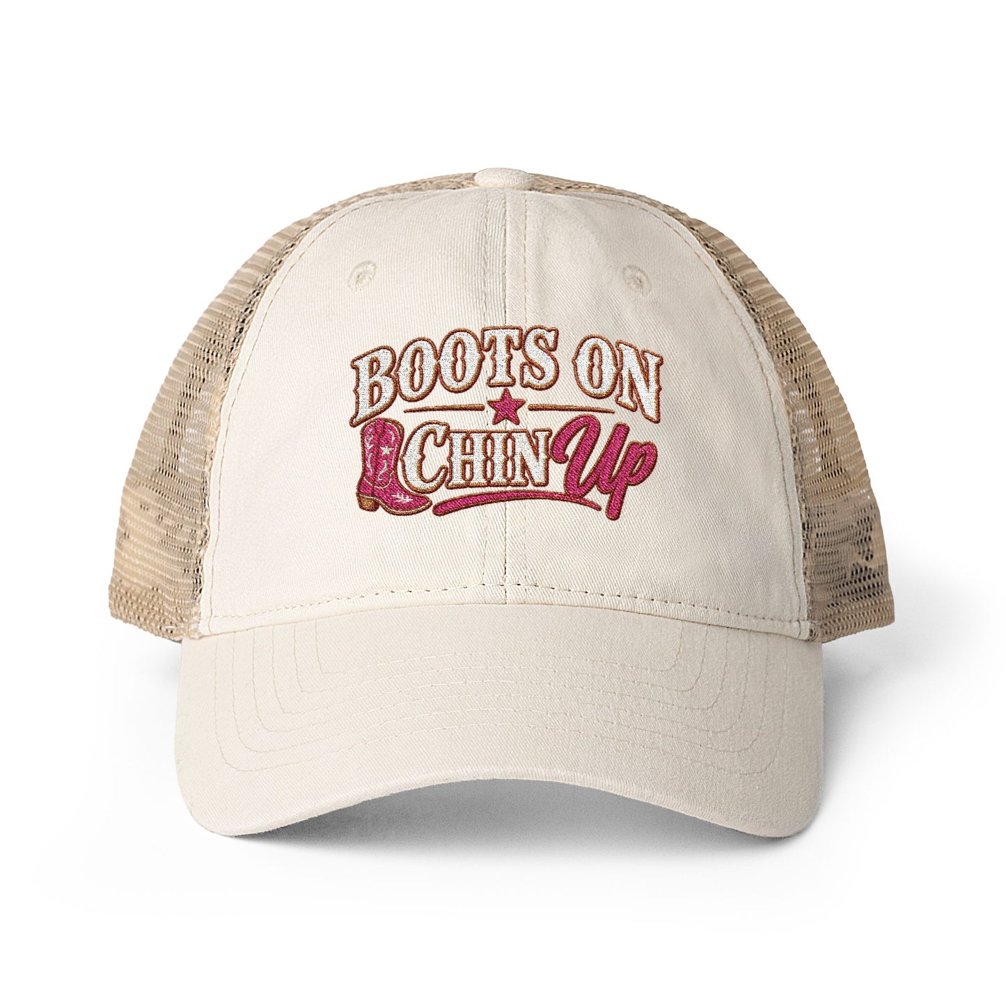 Boots On Chin Up Embroidered Western Hat