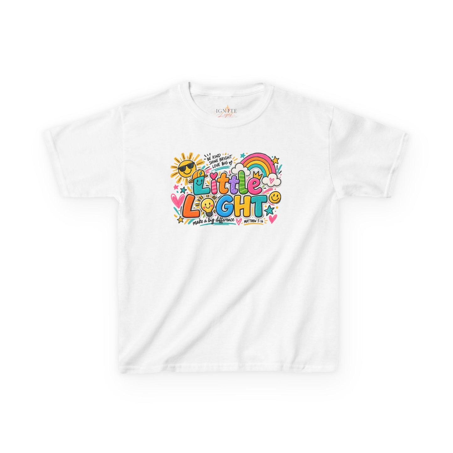 Kids Tee — "Little Light" Rainbow Sunshine Graphic