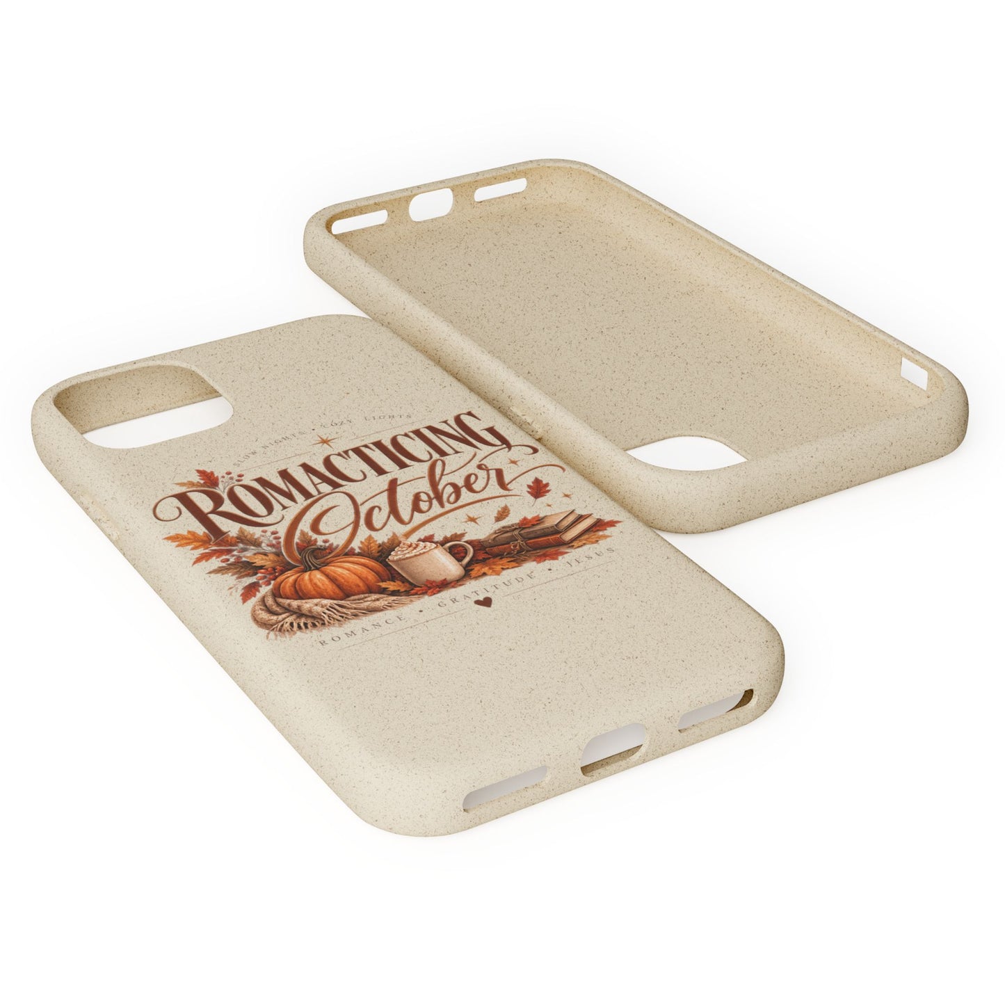 Biodegradable Phone Case — "Romacting October" Fall Pumpkin Coffee Design