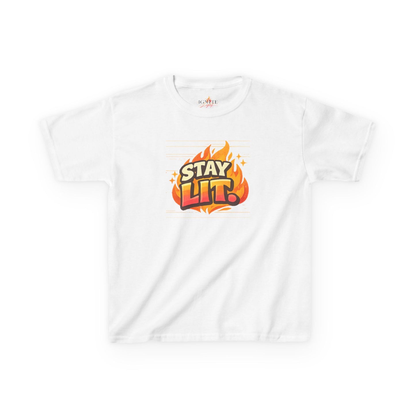 Stay Lit Flame graphic tee Kids Tee | Flame Text Shirt