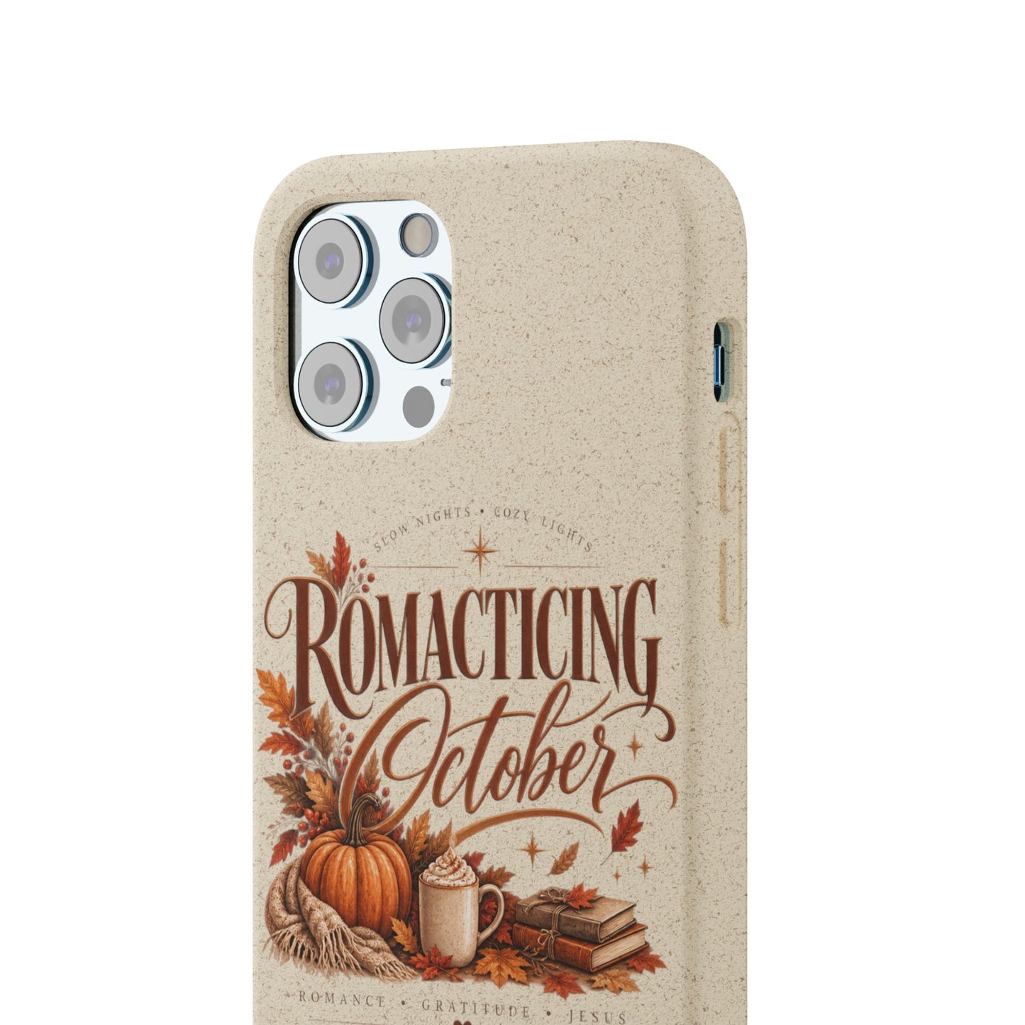 Biodegradable Phone Case — "Romacting October" Fall Pumpkin Coffee Design