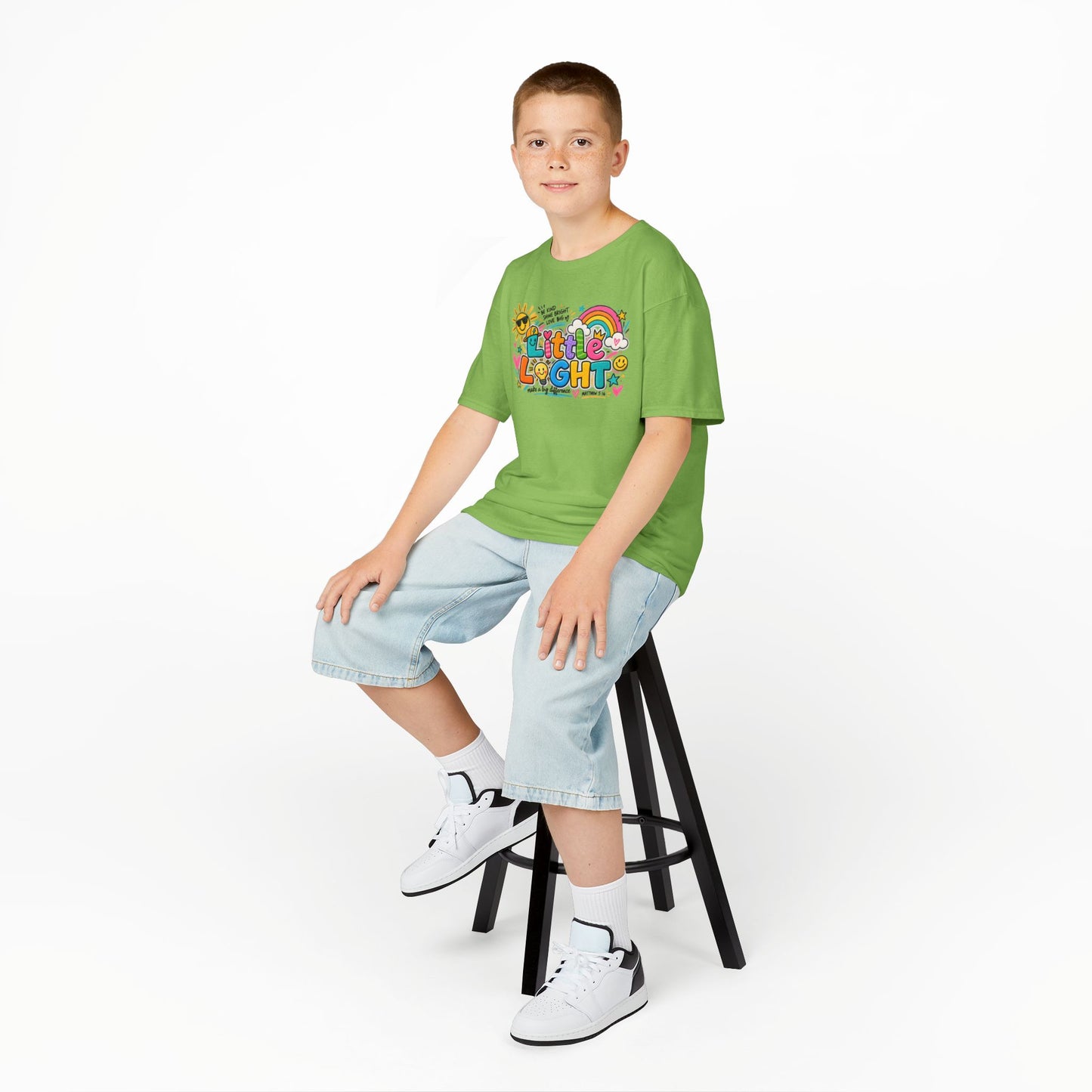 Kids Tee — "Little Light" Rainbow Sunshine Graphic